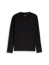 Nicht ausgewählt, Basic Langarmshirt aus Baumwolle von Tom Tailor, schwarz