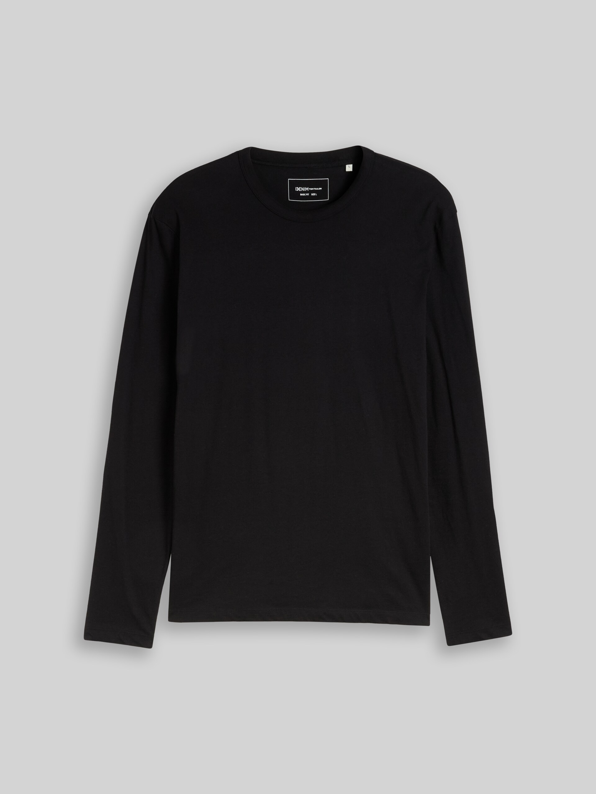 Basic Langarmshirt aus Baumwolle - Black - Vorder-Produkt-Ansicht