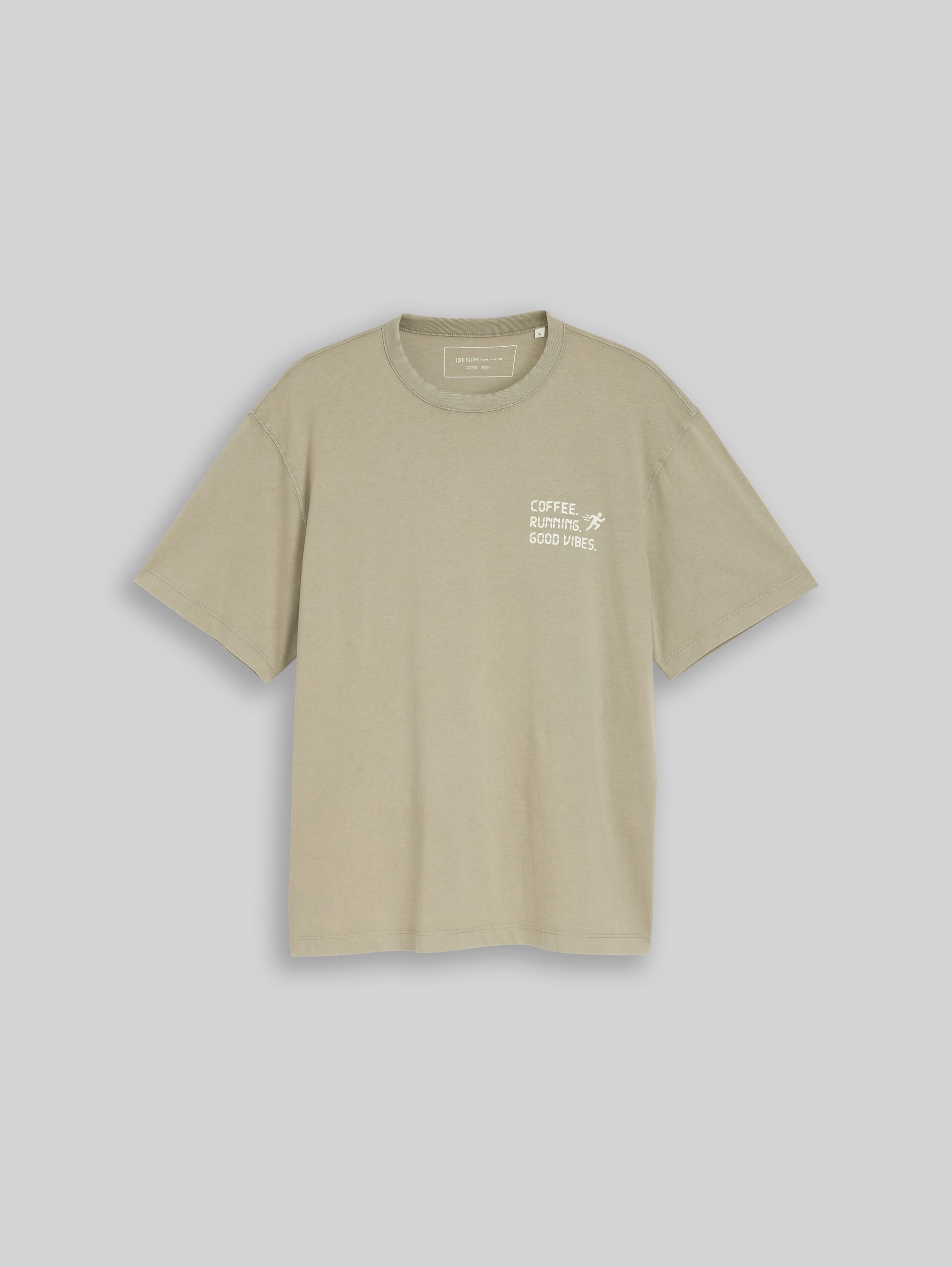Relaxed Fit T-Shirt mit Schriftzug - dark sage green - Vorder-Produkt-Ansicht