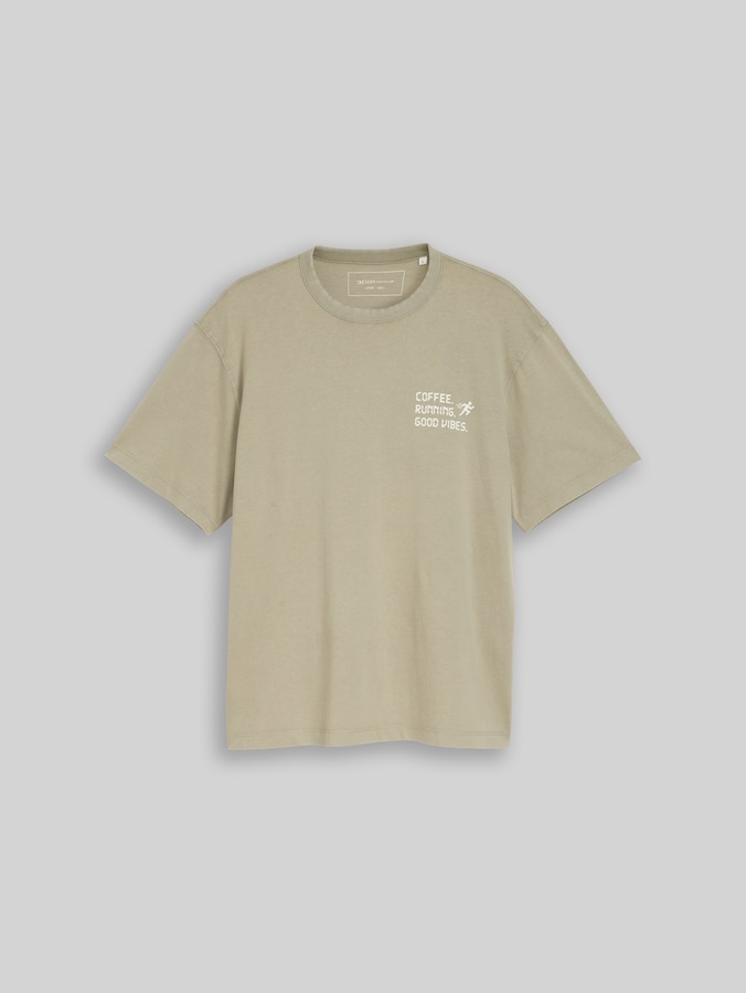 Relaxed Fit T-Shirt mit Schriftzug von Denim Male, dark sage green