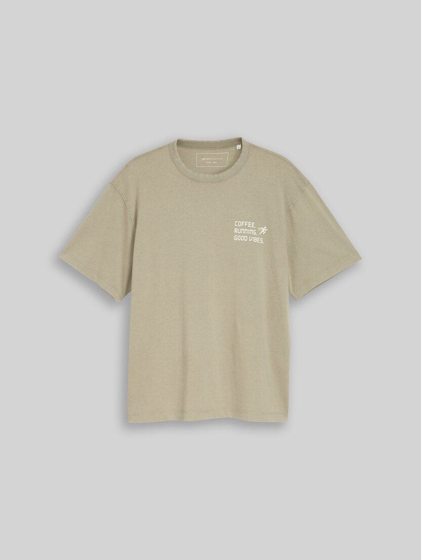 T-shirt met relaxte pasvorm en opschrift door Denim Male, dark sage green