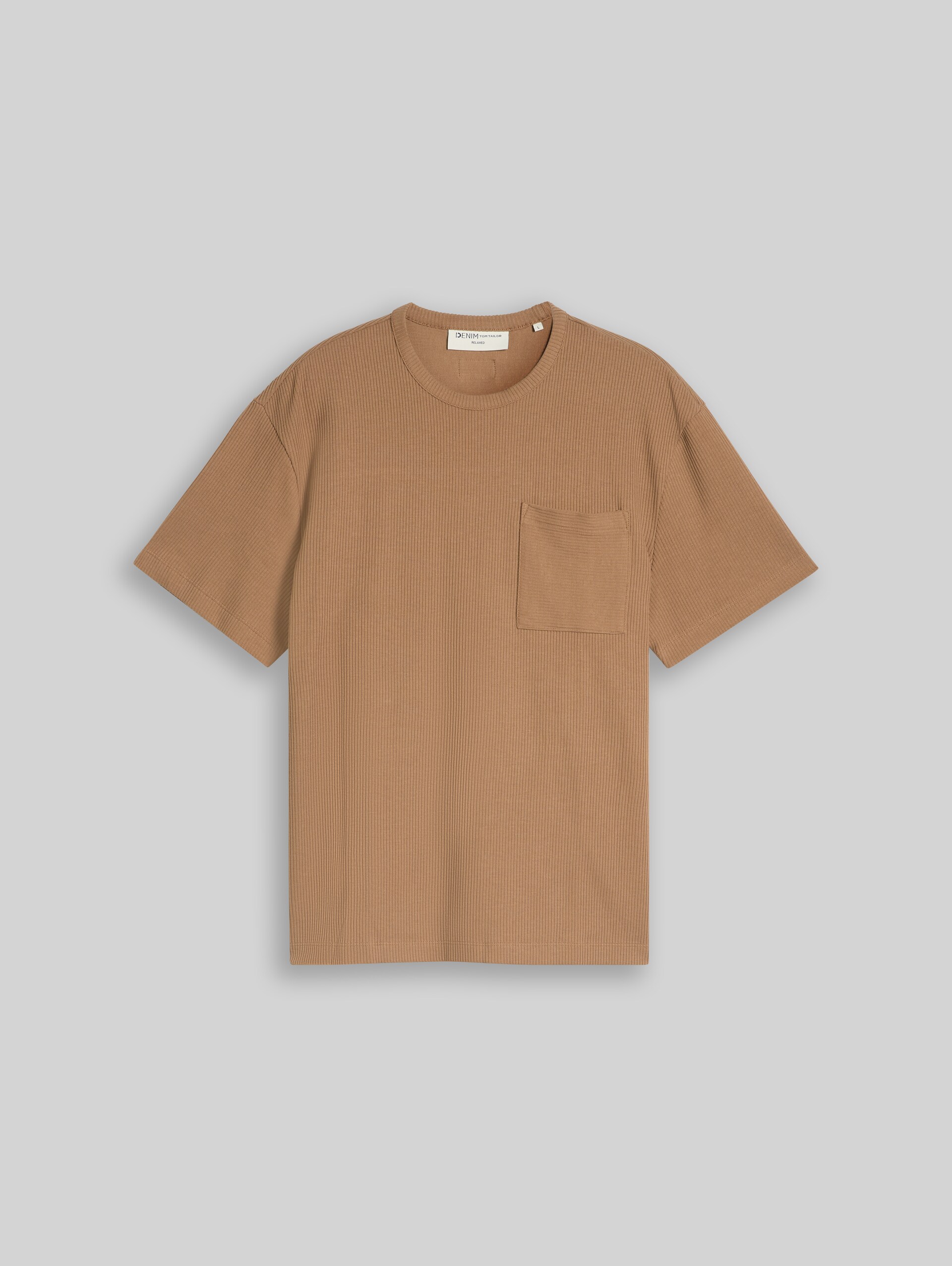 Relaxed Fit T-Shirt mit Brusttasche - malt brown - Vorder-Produkt-Ansicht