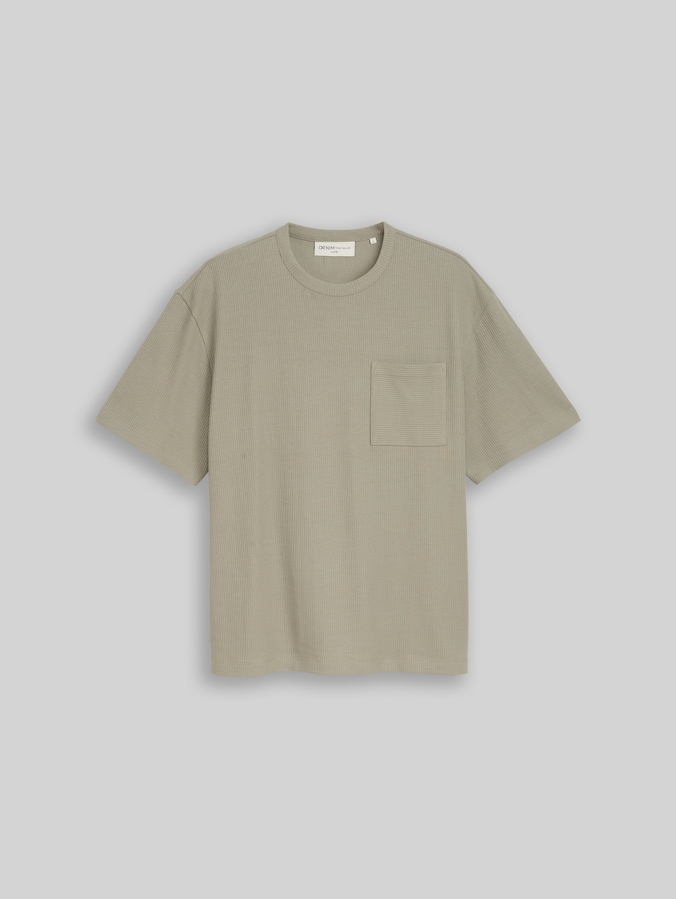 Relaxed-fit T-shirt with chest pocket by Denim Male, dark sage green