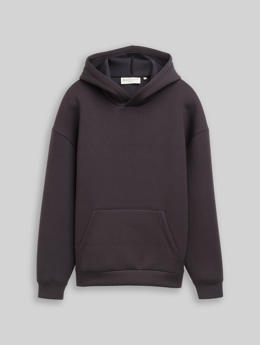 Relaxed Fit Scuba Hoodie Sweatshirt von Denim Male, coal grey