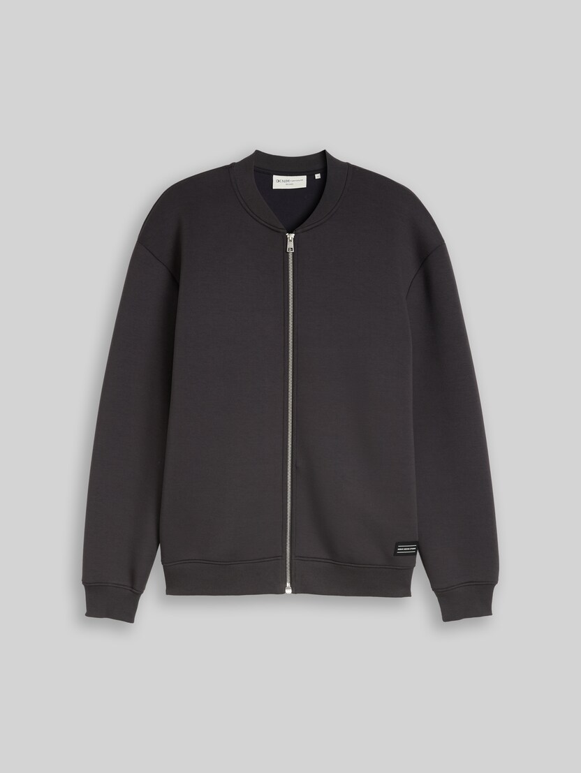Relaxed Fit Scuba Hoodie Sweatjacke von Denim Male, coal grey