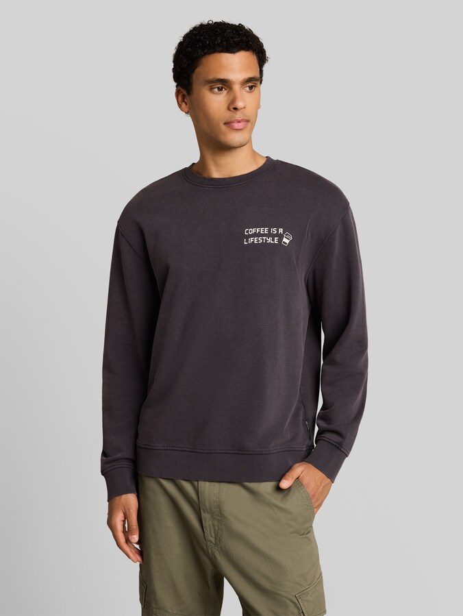 Relaxed Fit Sweatshirt mit Print von Denim Male, coal grey