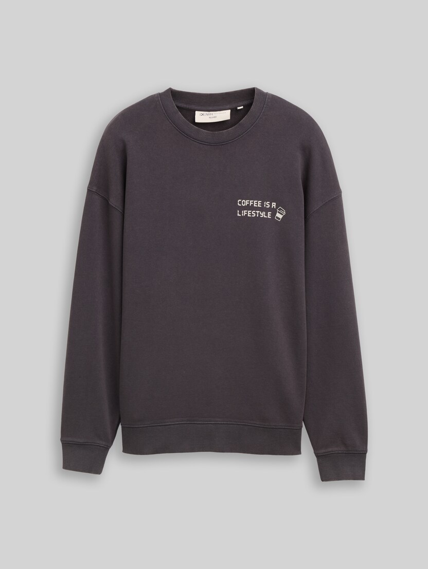Relaxed Fit Sweatshirt mit Print von Denim Male, coal grey