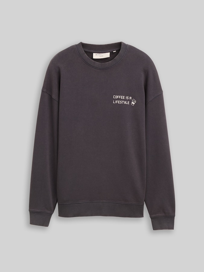 Sweatshirt met print in relaxte pasvorm door Denim Male, coal grey