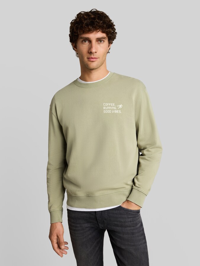 Relaxed Fit Sweatshirt mit Print von Denim Male, dark sage green