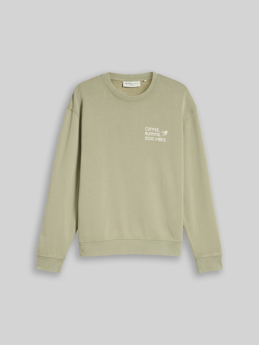 Sweatshirt met print in relaxte pasvorm door Denim Male, dark sage green
