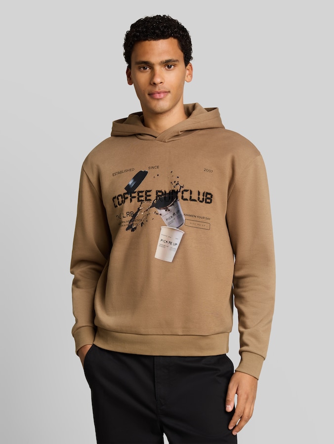 Relaxed Fit Hoodie Sweatshirt mit Print von Denim Male, malt brown