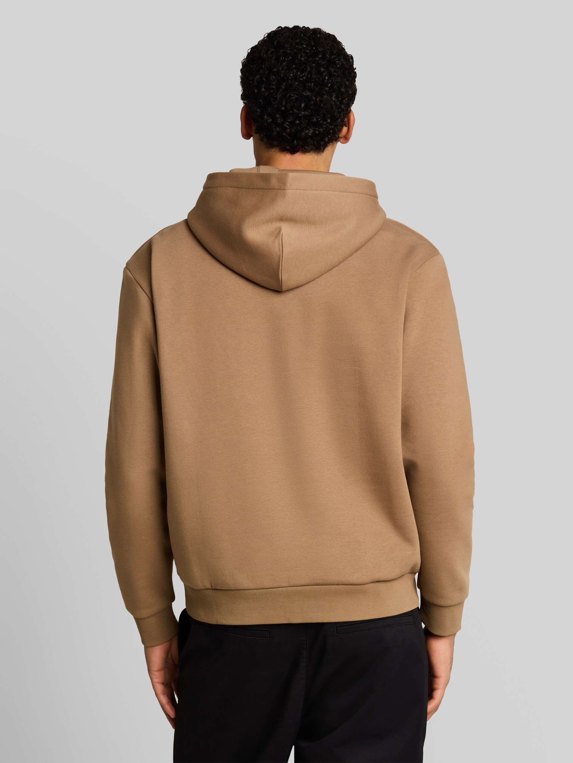 Sweatshirt met capuchon in relaxte pasvorm en print - malt brown - Neklijn model-achteraanzicht
