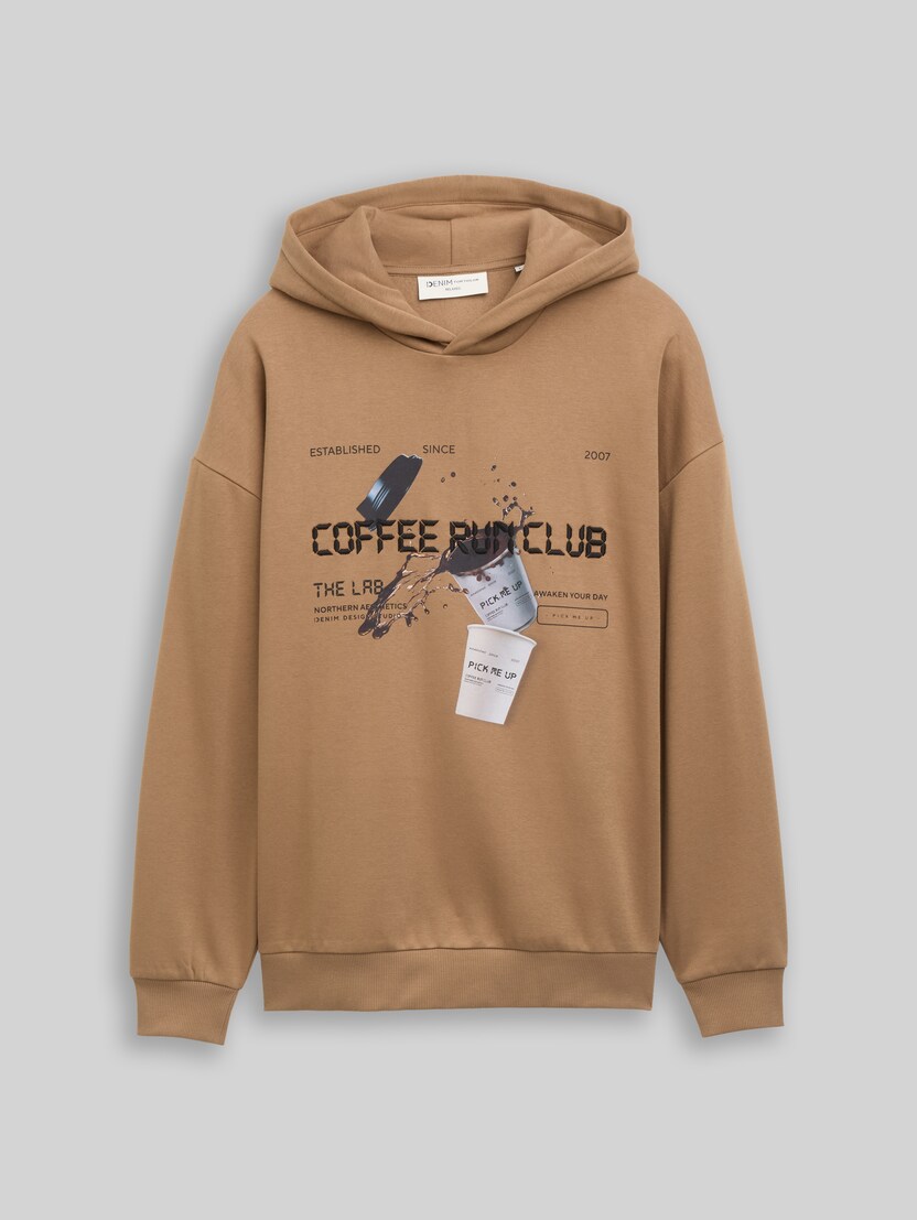 Relaxed Fit Hoodie Sweatshirt mit Print von Denim Male, malt brown