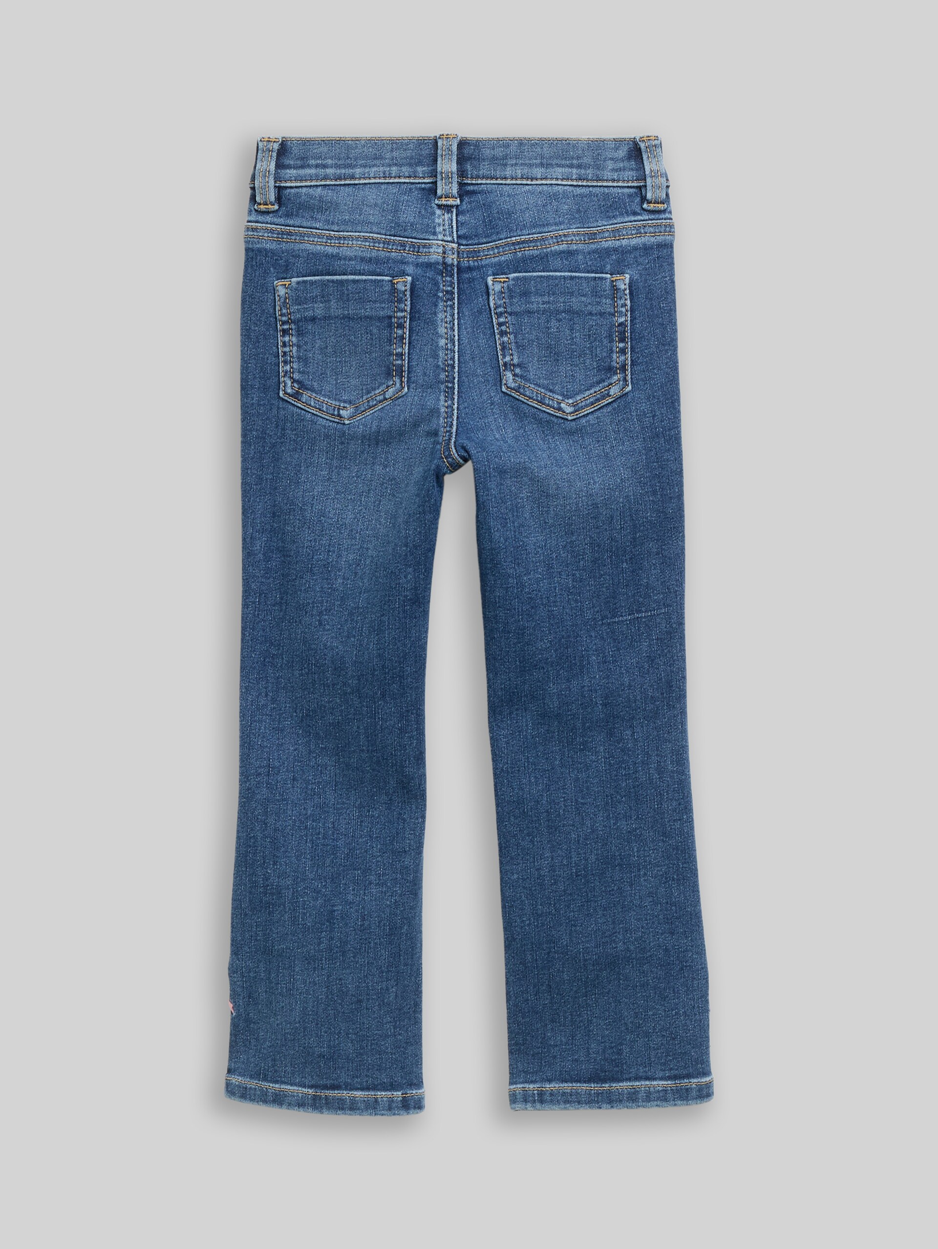Flared Jeans mit Stretch - Used Dark Stone Blue Denim