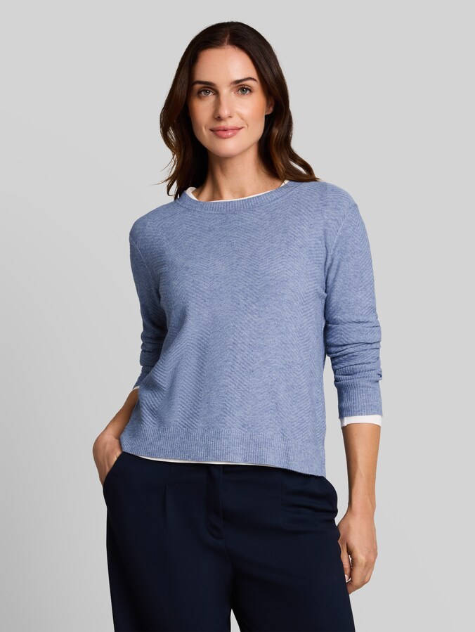 Strickpullover in Melange-Optik von Women, fern blue melange