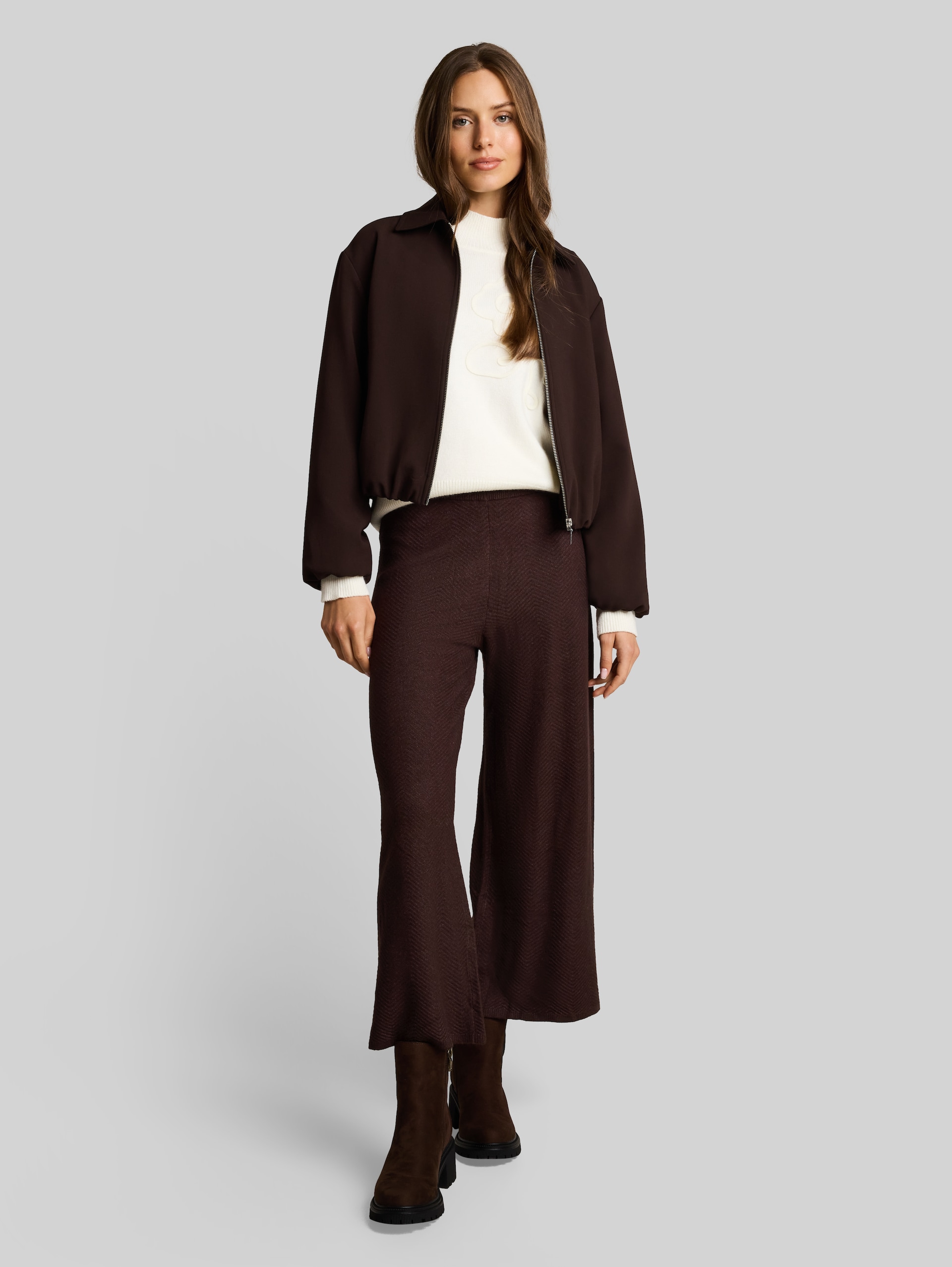 Trousers 7/8 - java dark brown melange - Vue de face du modèle