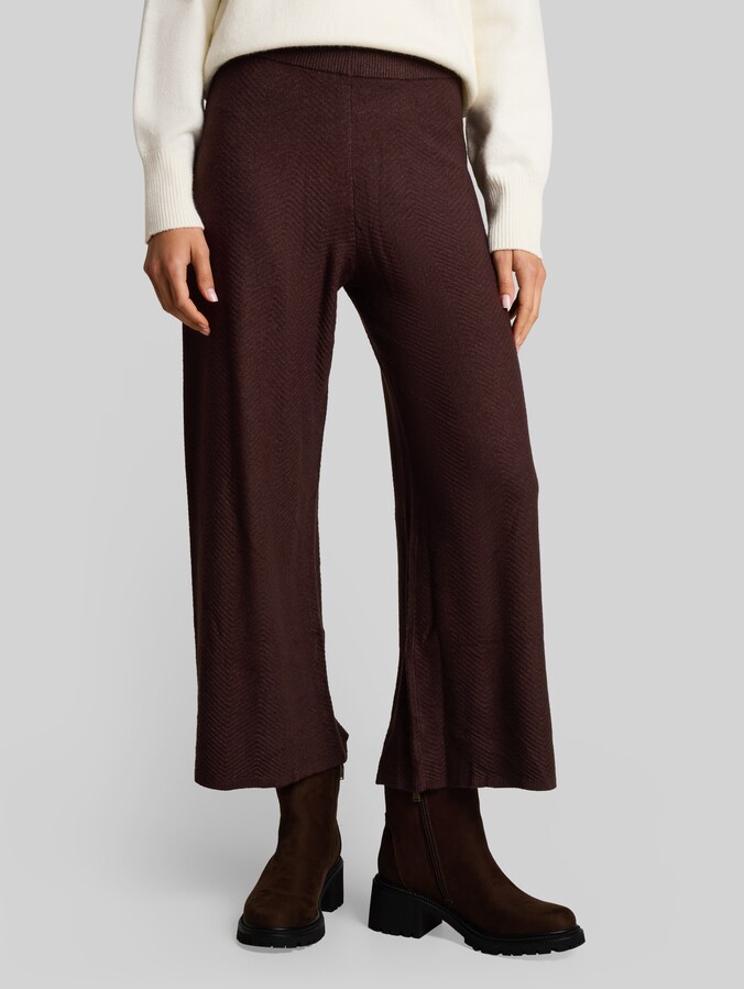 Pantalon en maille à jambes larges par Women, java dark brown melange