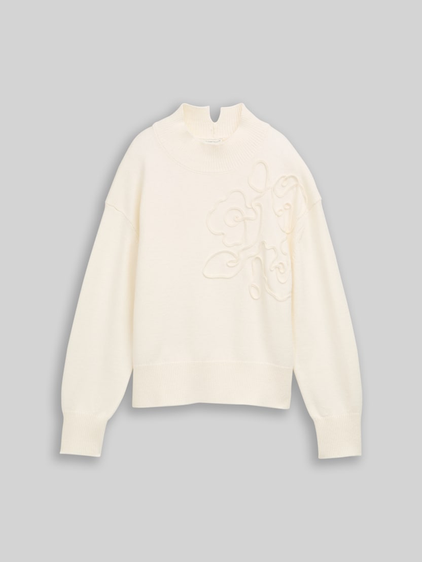 Pull en maille oversize douillet avec broderie florale par Women, Whisper White