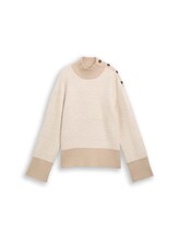 Sélectionné, Pull en maille ample et douillet avec boutons par Tom Tailor, beige