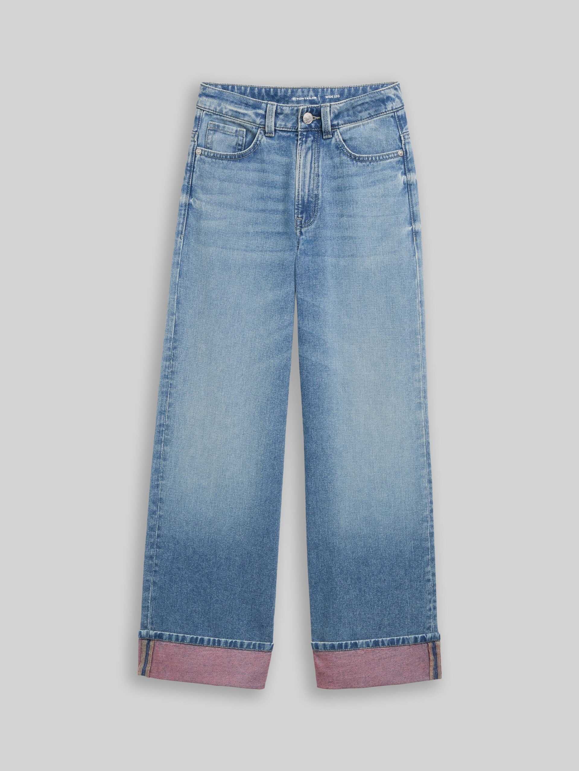 Wide Leg Jeans mit Turn-Up - Light Stone Blue Denim Tint - Vorder-Produkt-Ansicht