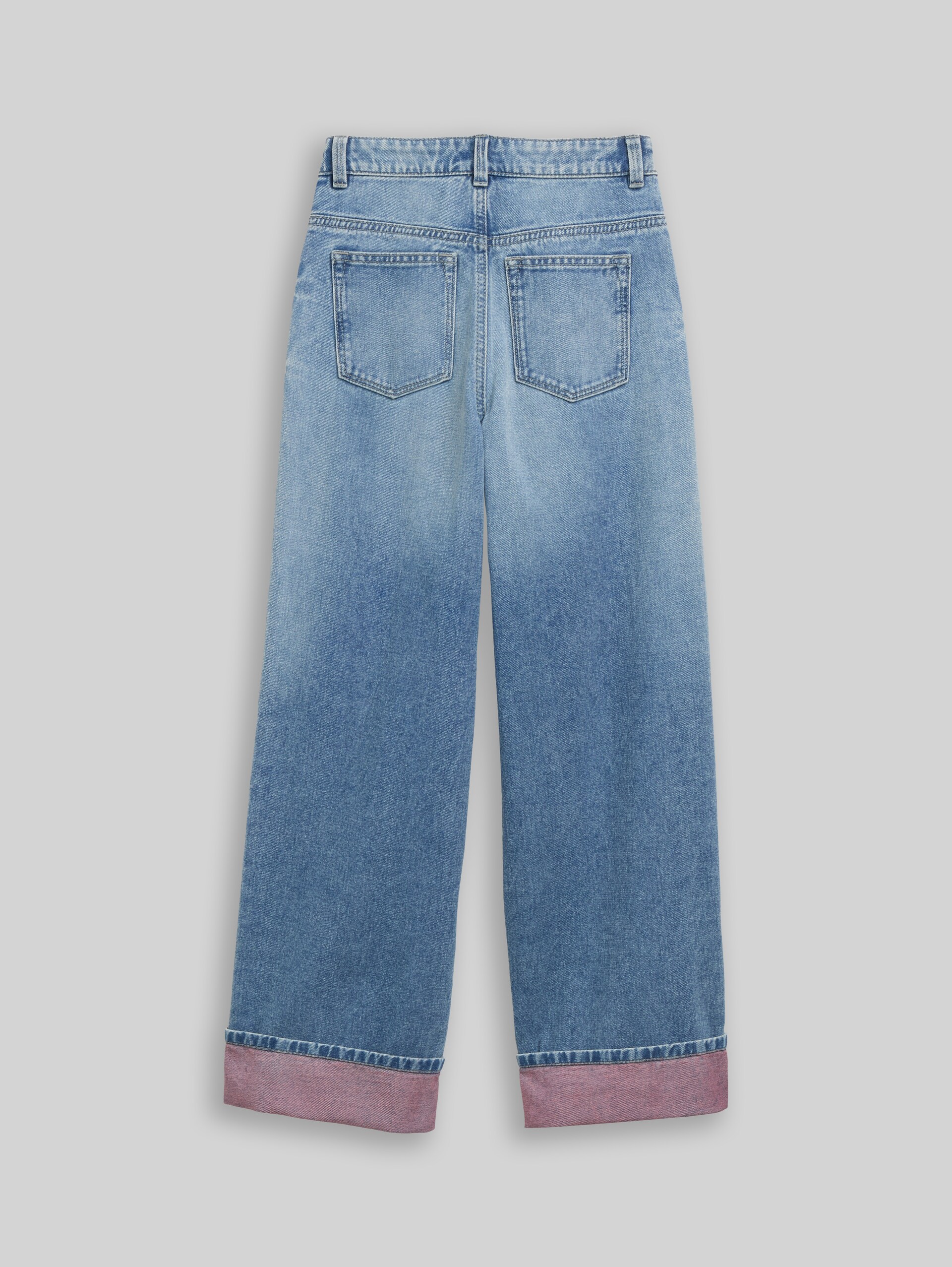 Wide Leg Jeans mit Turn-Up - Light Stone Blue Denim Tint