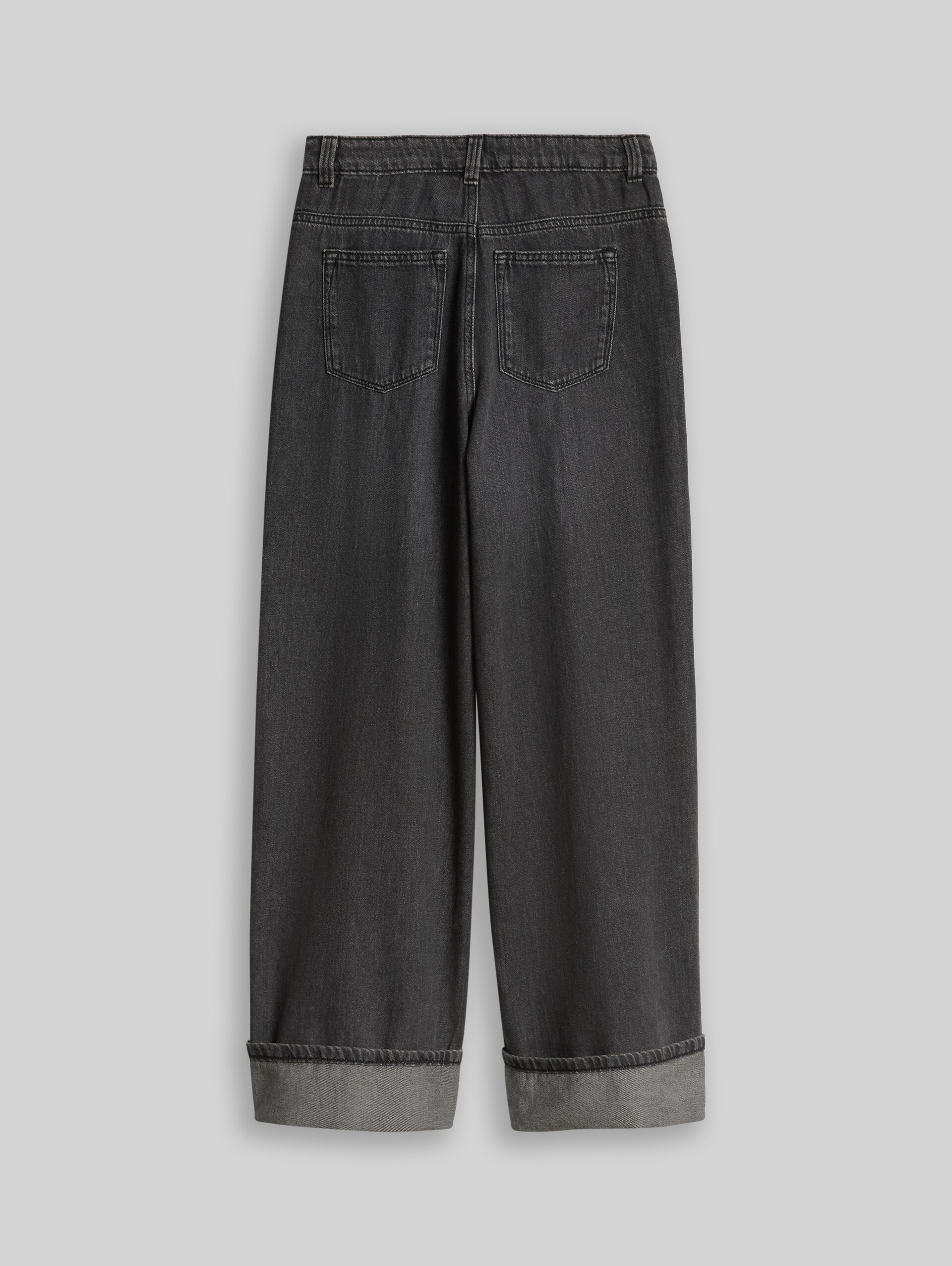 Wide Leg Jeans mit Turn-Up - used dark stone grey denim