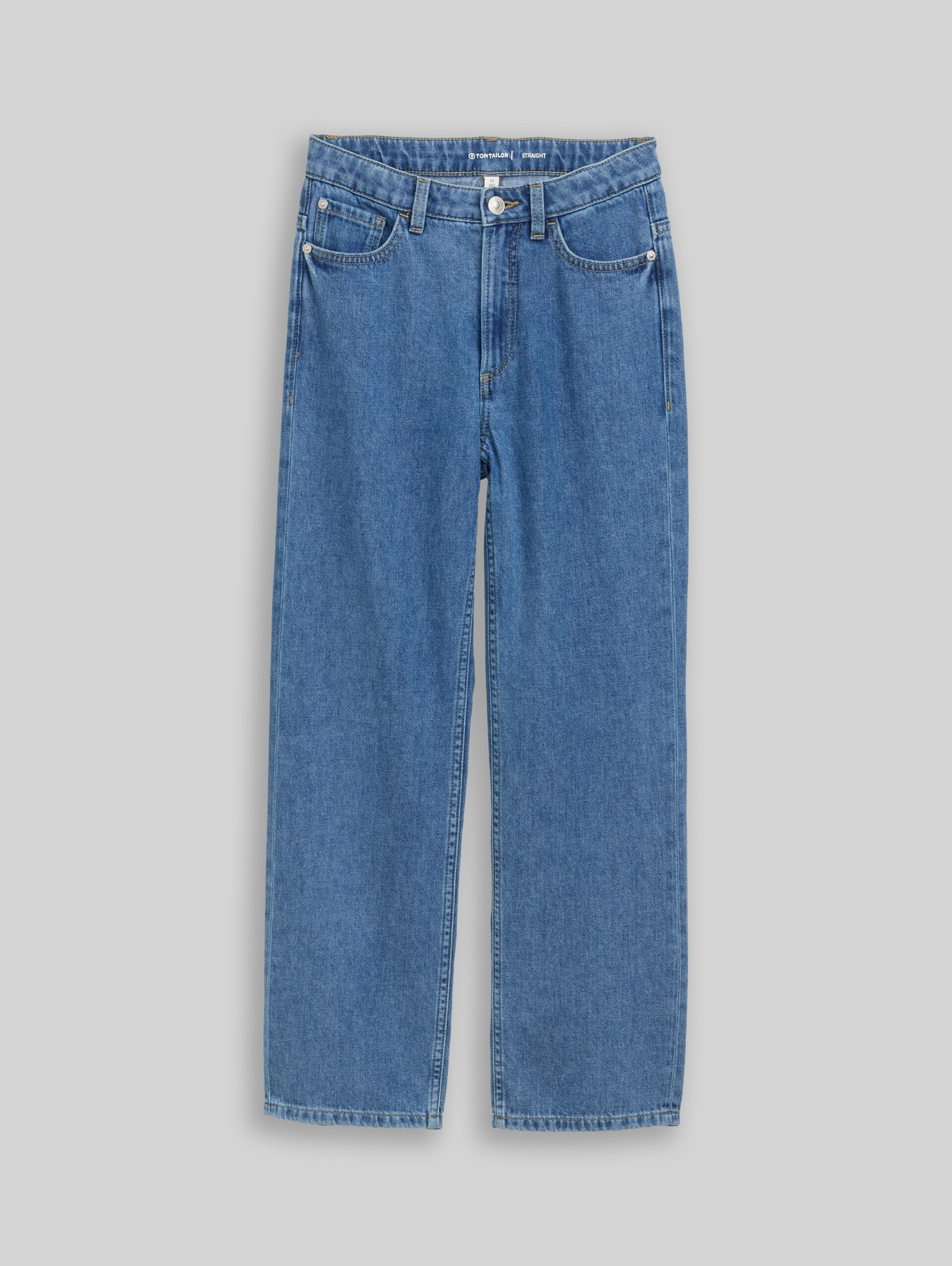 Straight Jeans - Clean Mid Stone Blue Denim - Vorder-Produkt-Ansicht