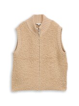 Geselecteerd, Bouclé vest zonder mouwen met rits door Tom Tailor, beige