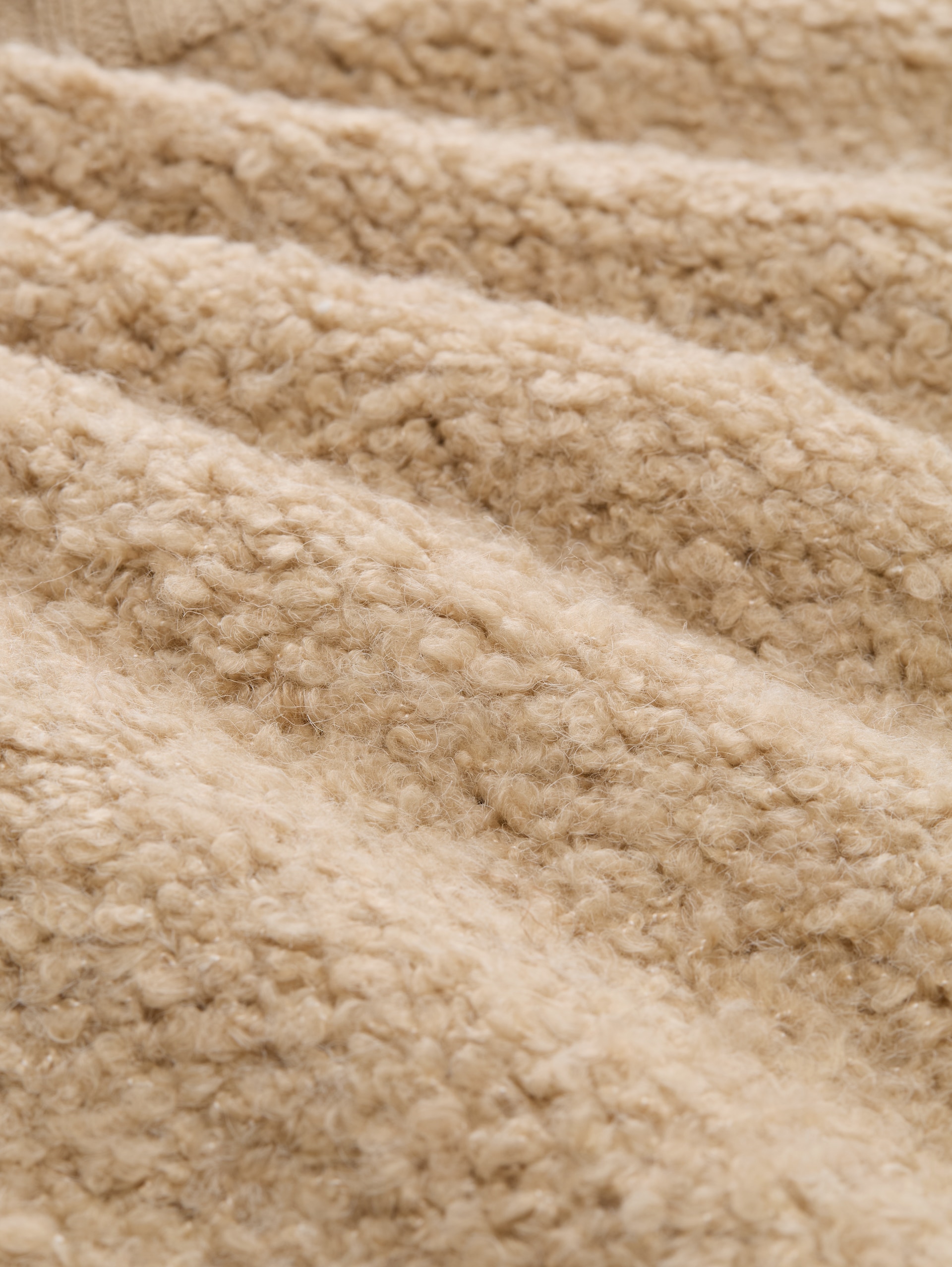 Bouclé vest zonder mouwen met rits - gravel beige melange - Materiaalweergave