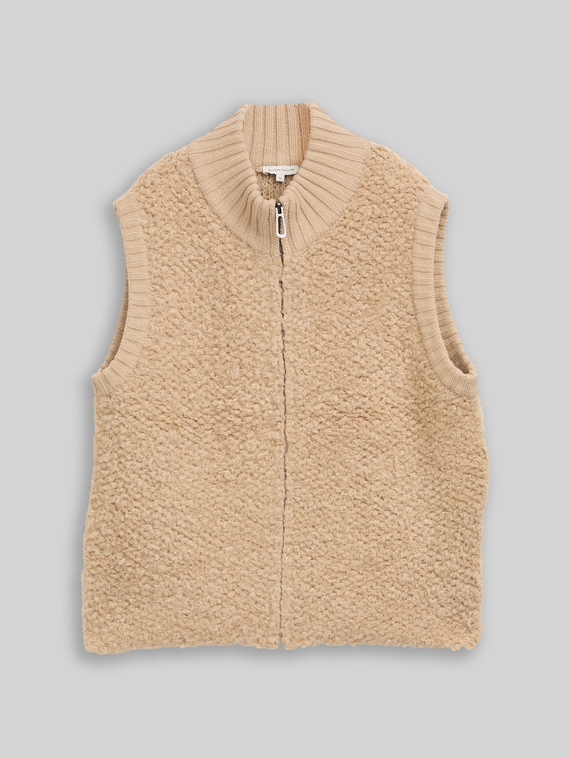 Débardeur en bouclé avec fermeture éclair par Women, gravel beige melange