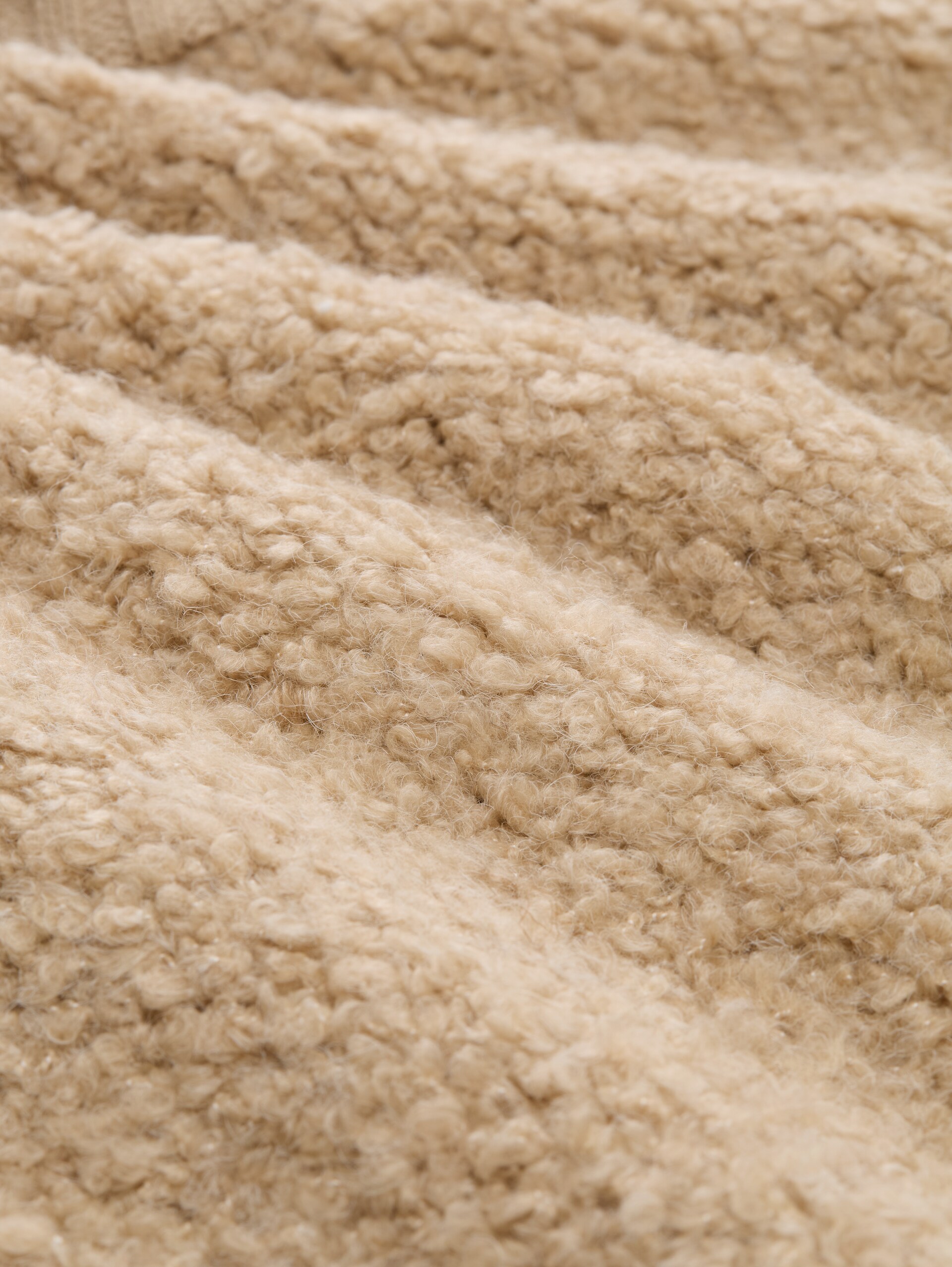 Losvallend bouclé-vest - gravel beige melange - Materiaalweergave