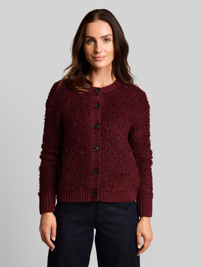 Losvallend bouclé-vest door Women, preppy plum melange