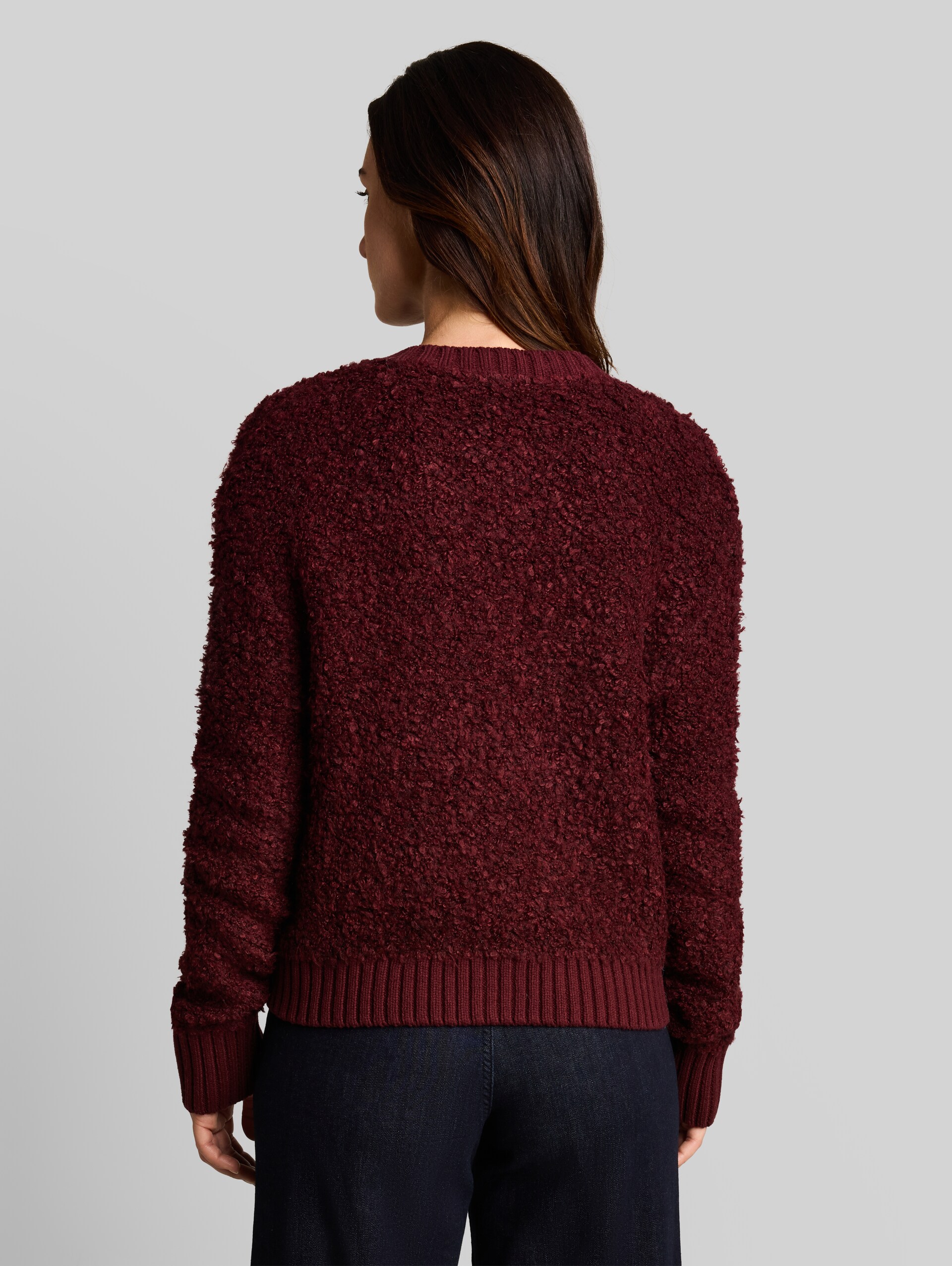 Losvallend bouclé-vest - preppy plum melange