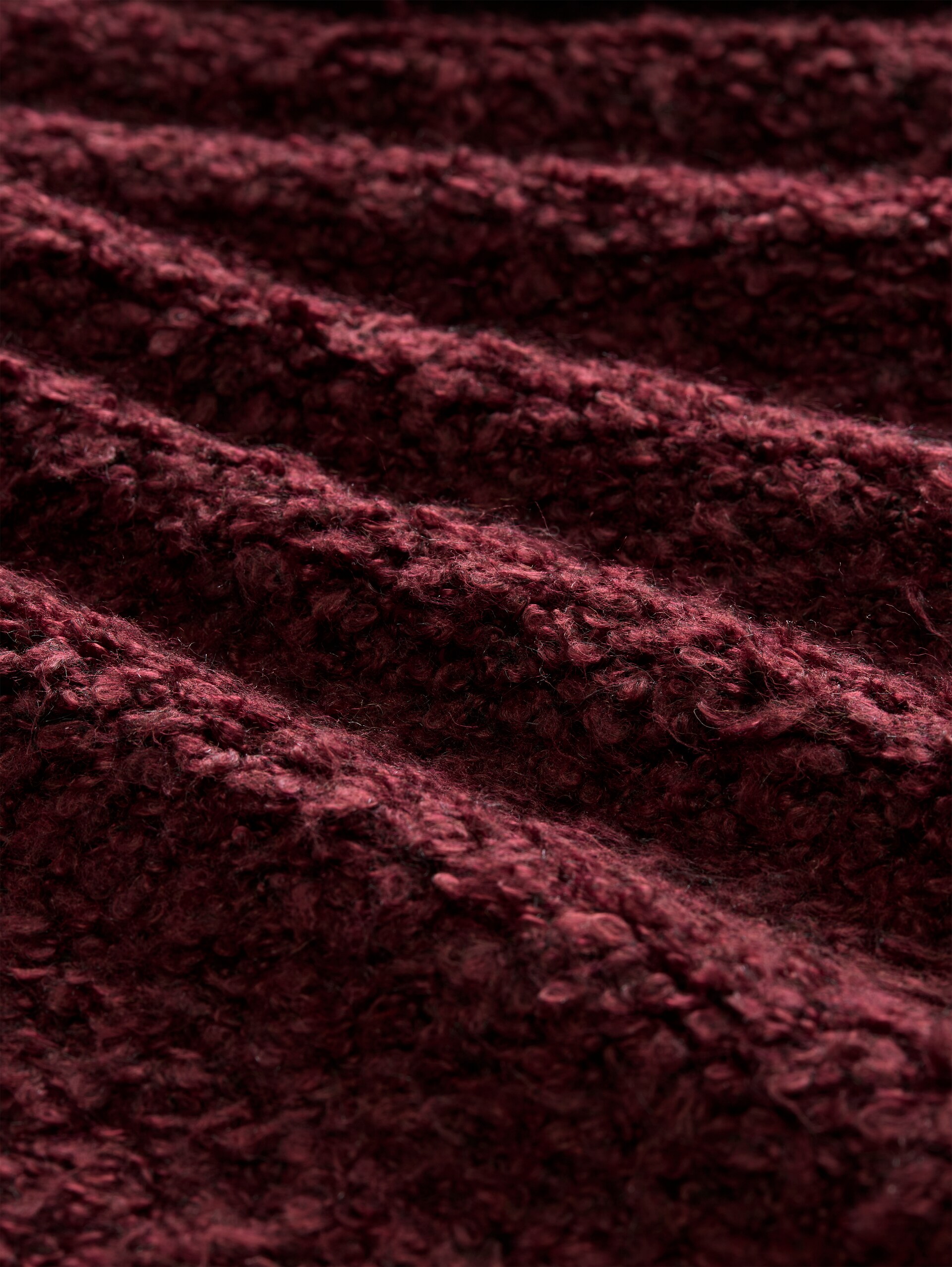Losvallend bouclé-vest - preppy plum melange - Materiaalweergave