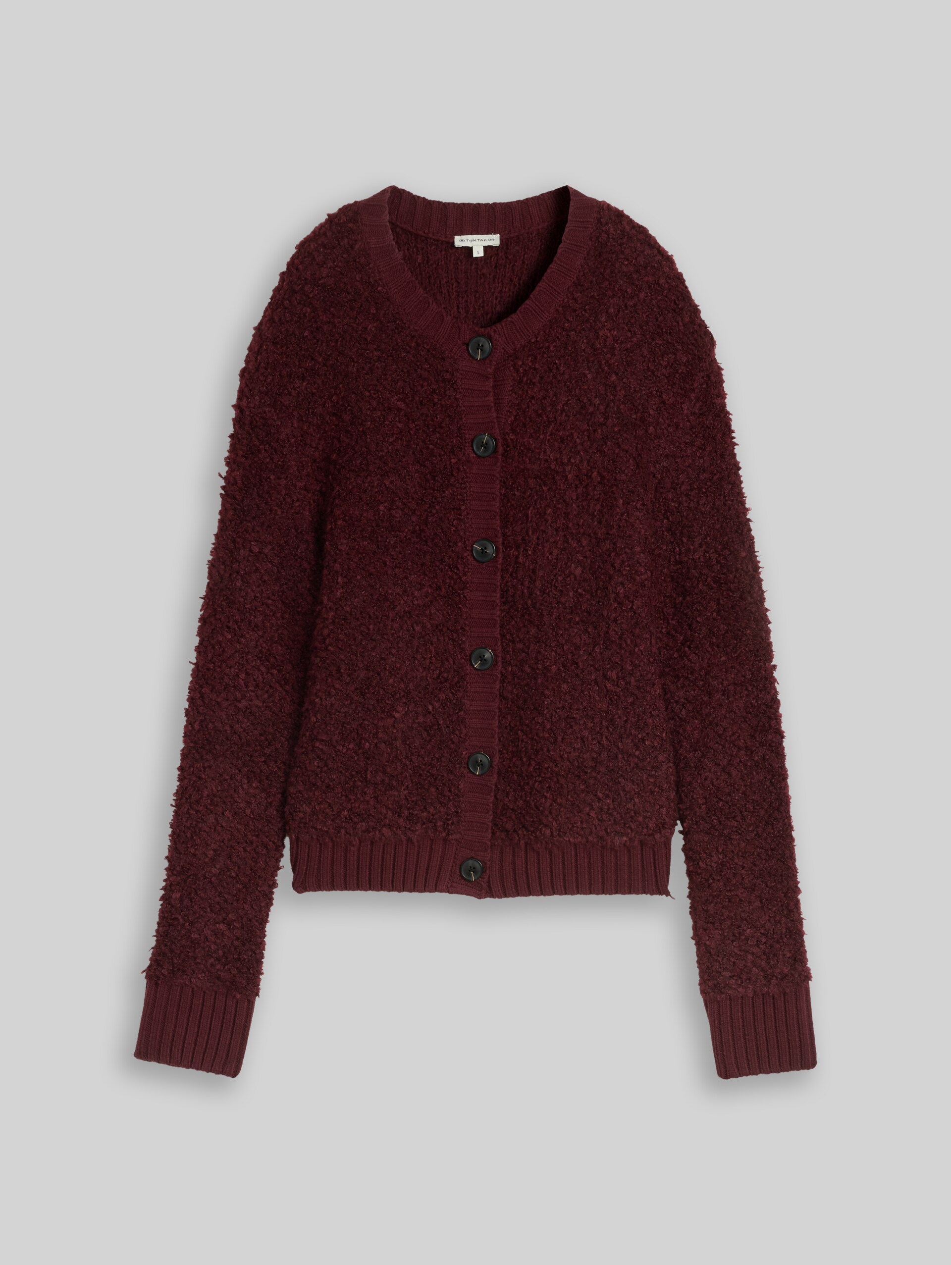 Losvallend bouclé-vest - preppy plum melange