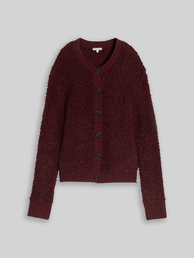 Loose Fit Bouclé Cardigan von Women, preppy plum melange