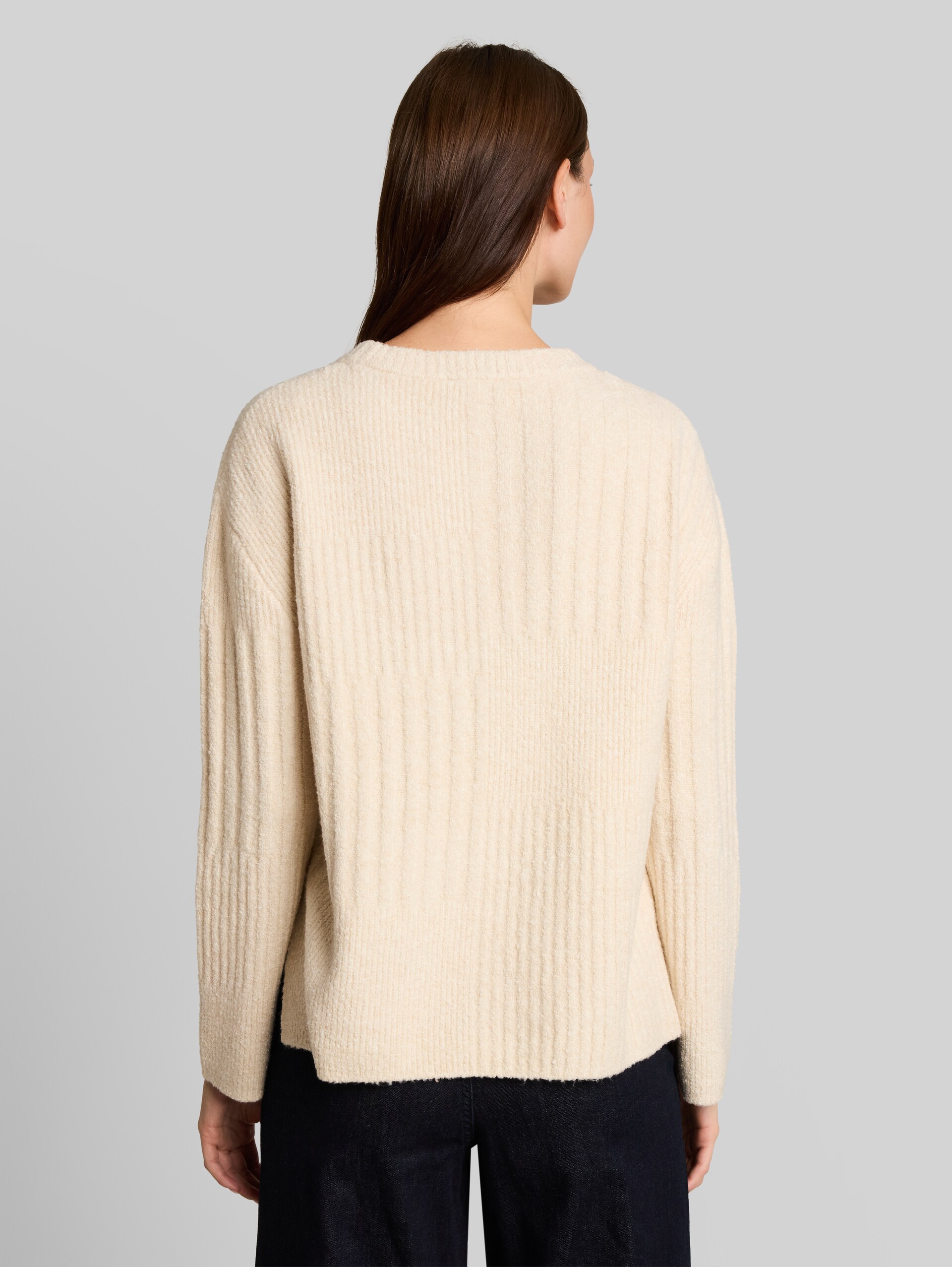 Loose Fit Bouclé Strickpullover - whisper offwhite melange