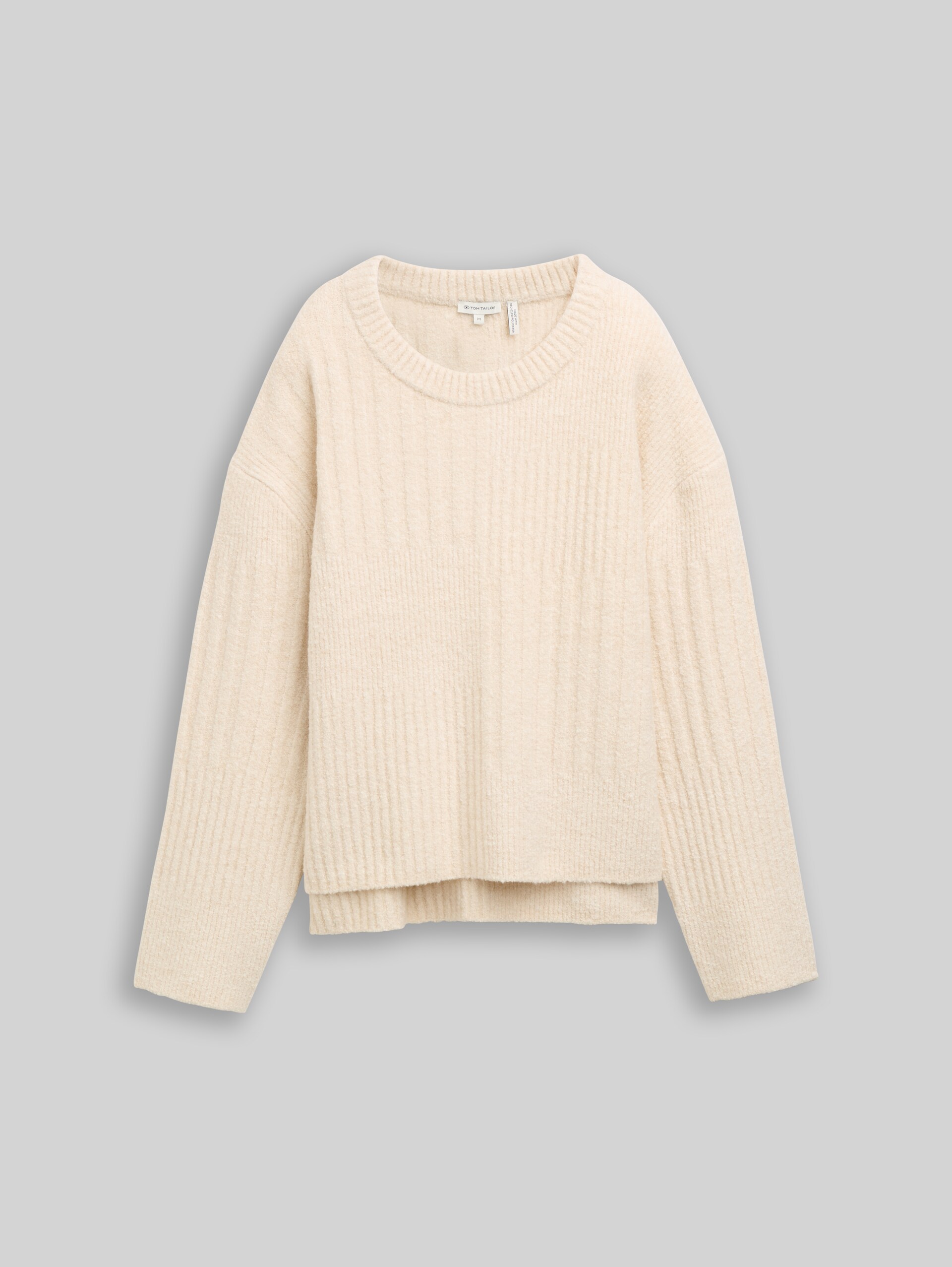 Loose Fit Bouclé Strickpullover - whisper offwhite melange