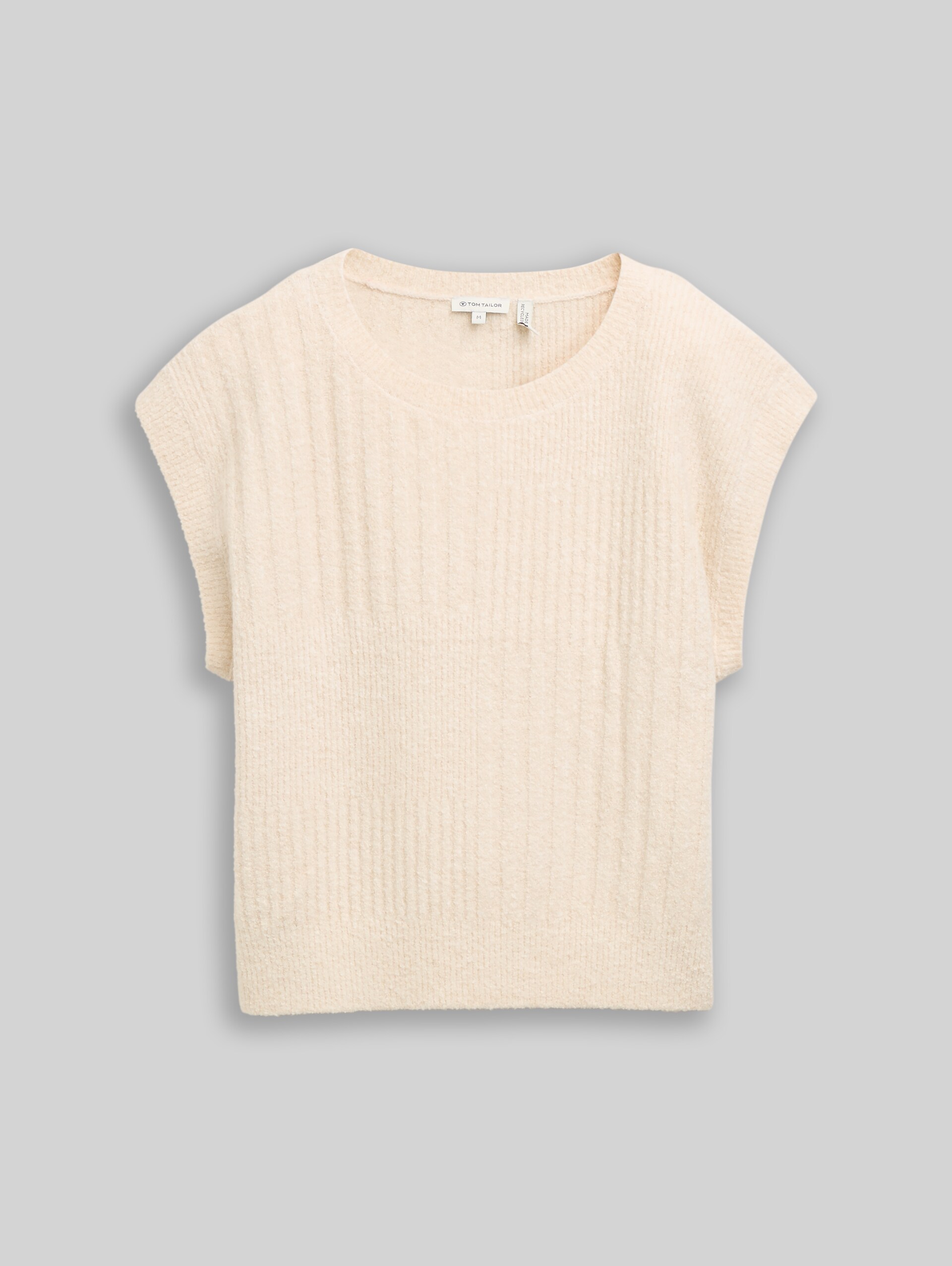 Bouclé Pullunder mit Rundhalsausschnitt - whisper offwhite melange