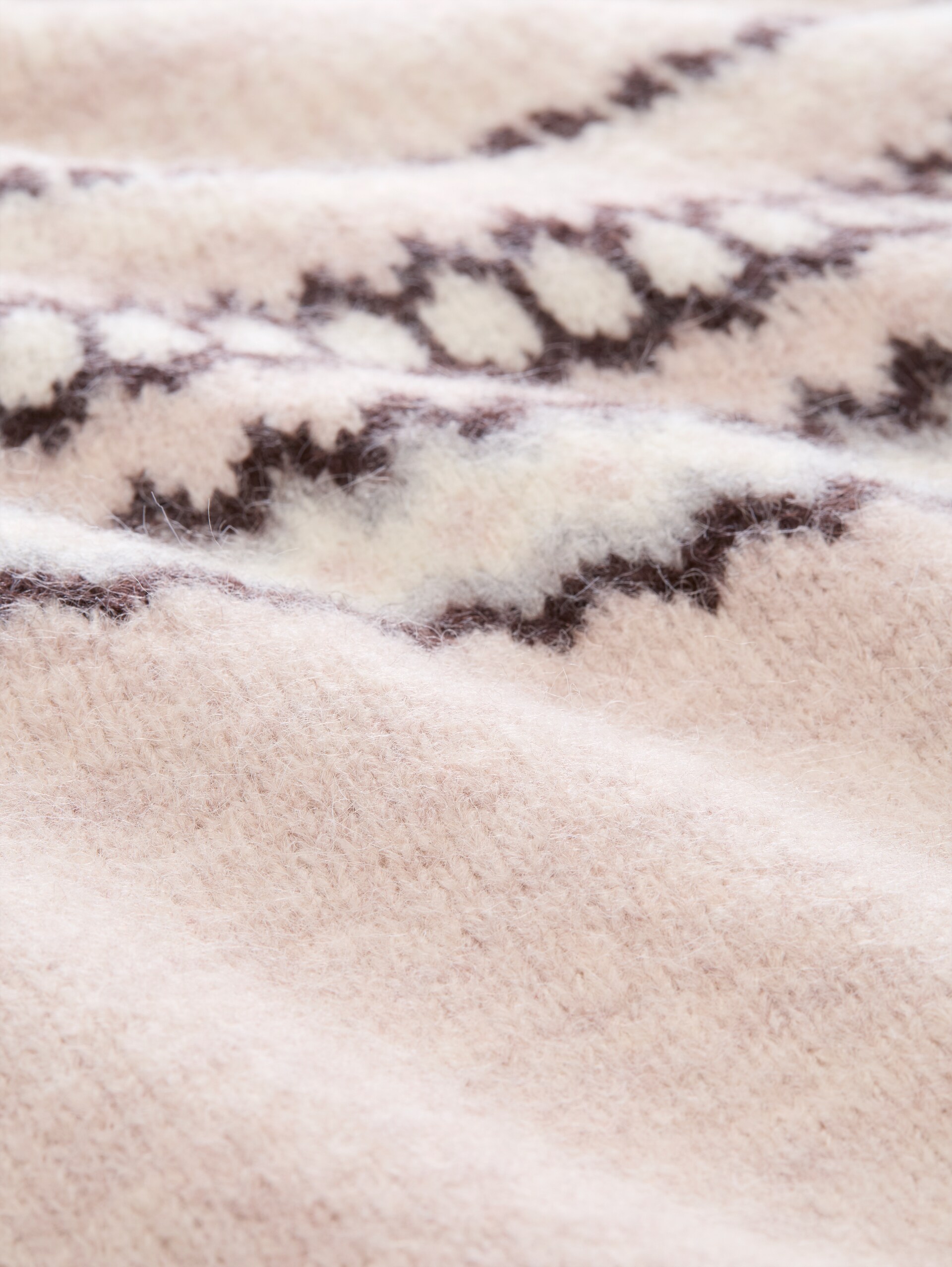 Oversized Noorse gebreide trui met wol - beige grey faire isle - Materiaalweergave