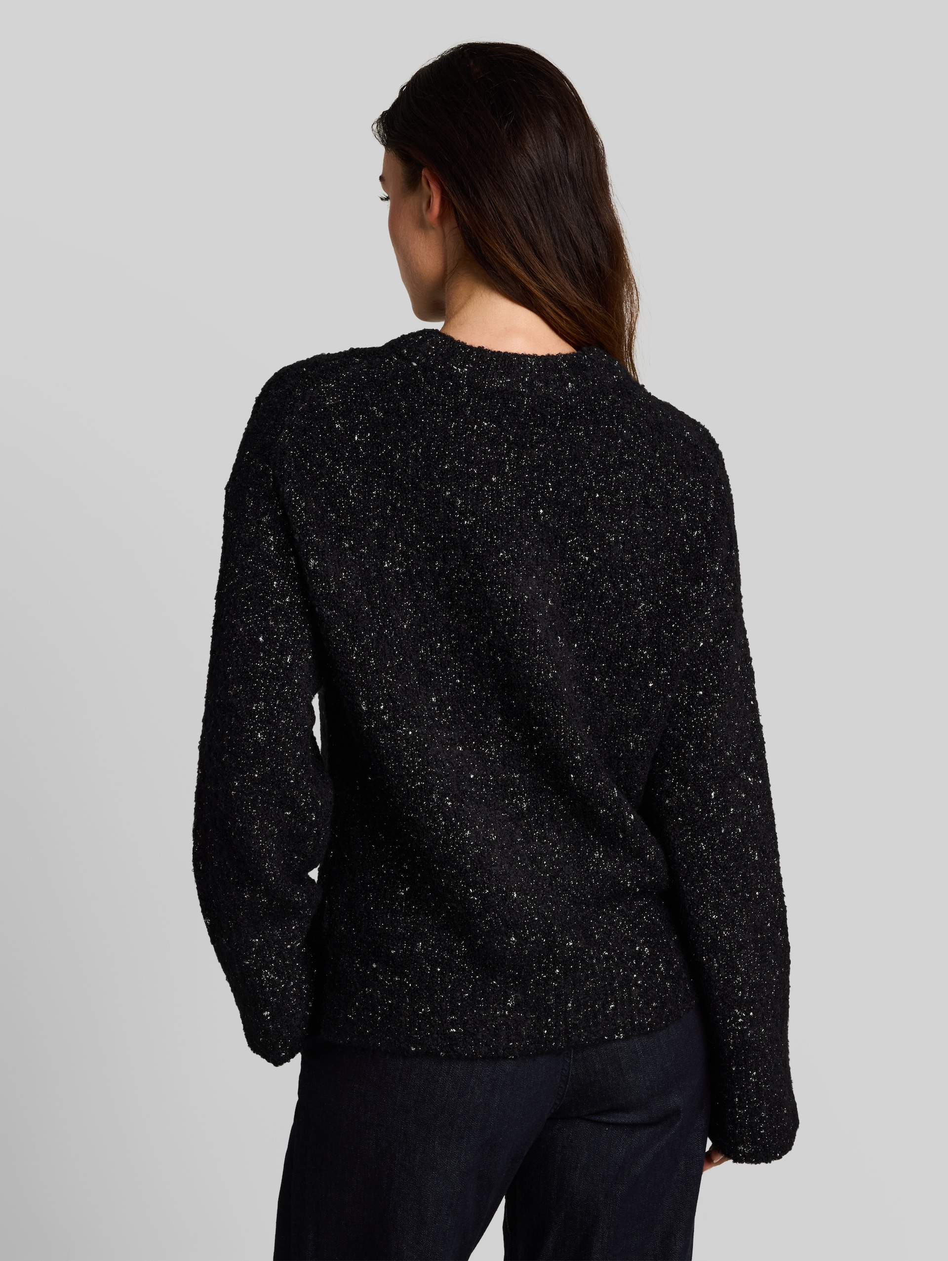 Losvallende gebreide trui met glittereffect - deep black
