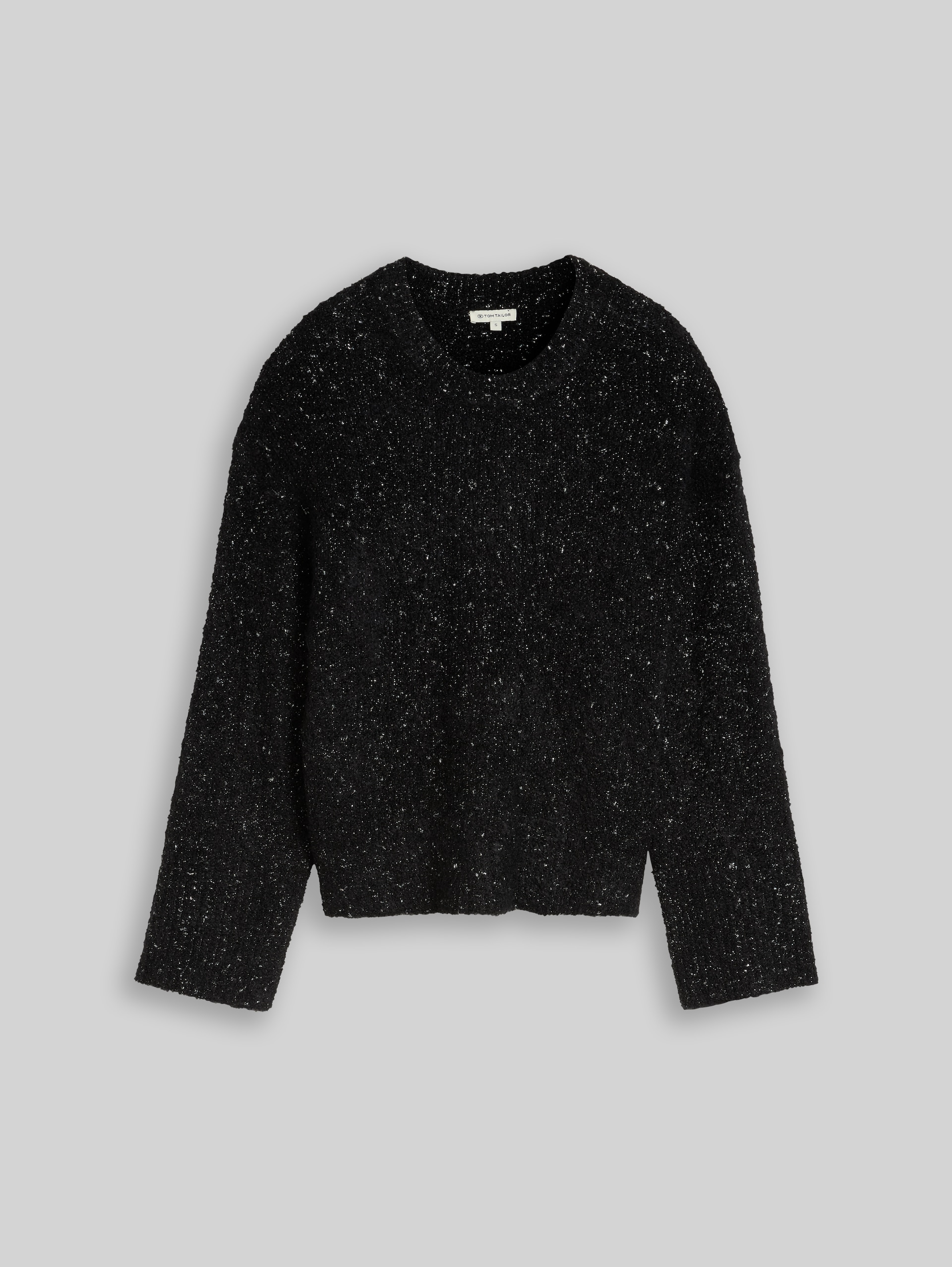 Losvallende gebreide trui met glittereffect - deep black