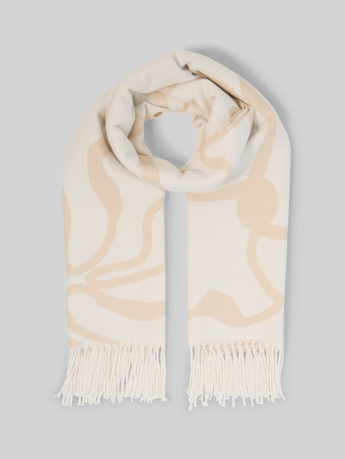 Scarf with a floral pattern by Women, big abstract off white flower