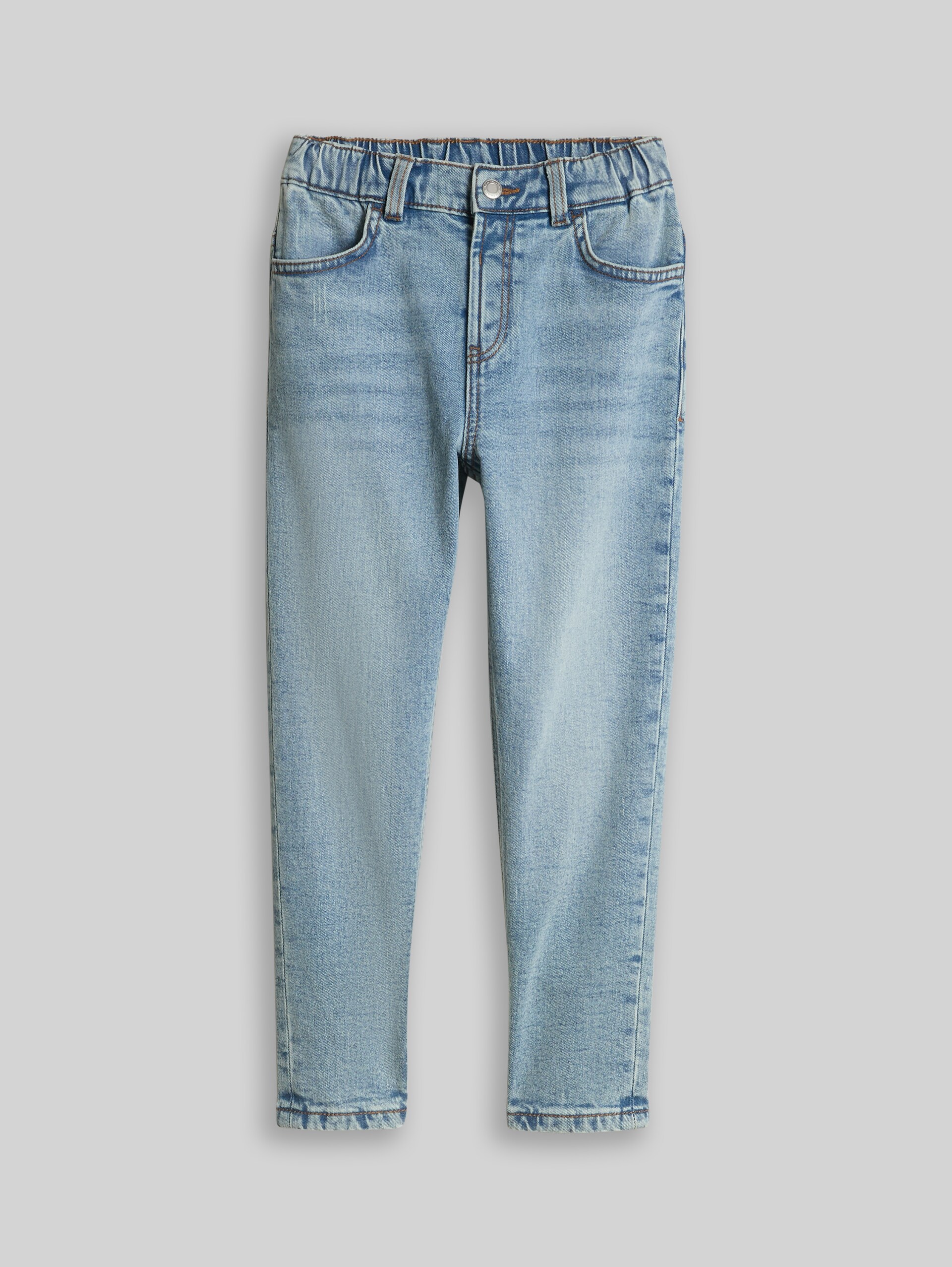 Relaxed Jeans mit Stretch - Used Light Stone Blue Denim - Vorder-Produkt-Ansicht