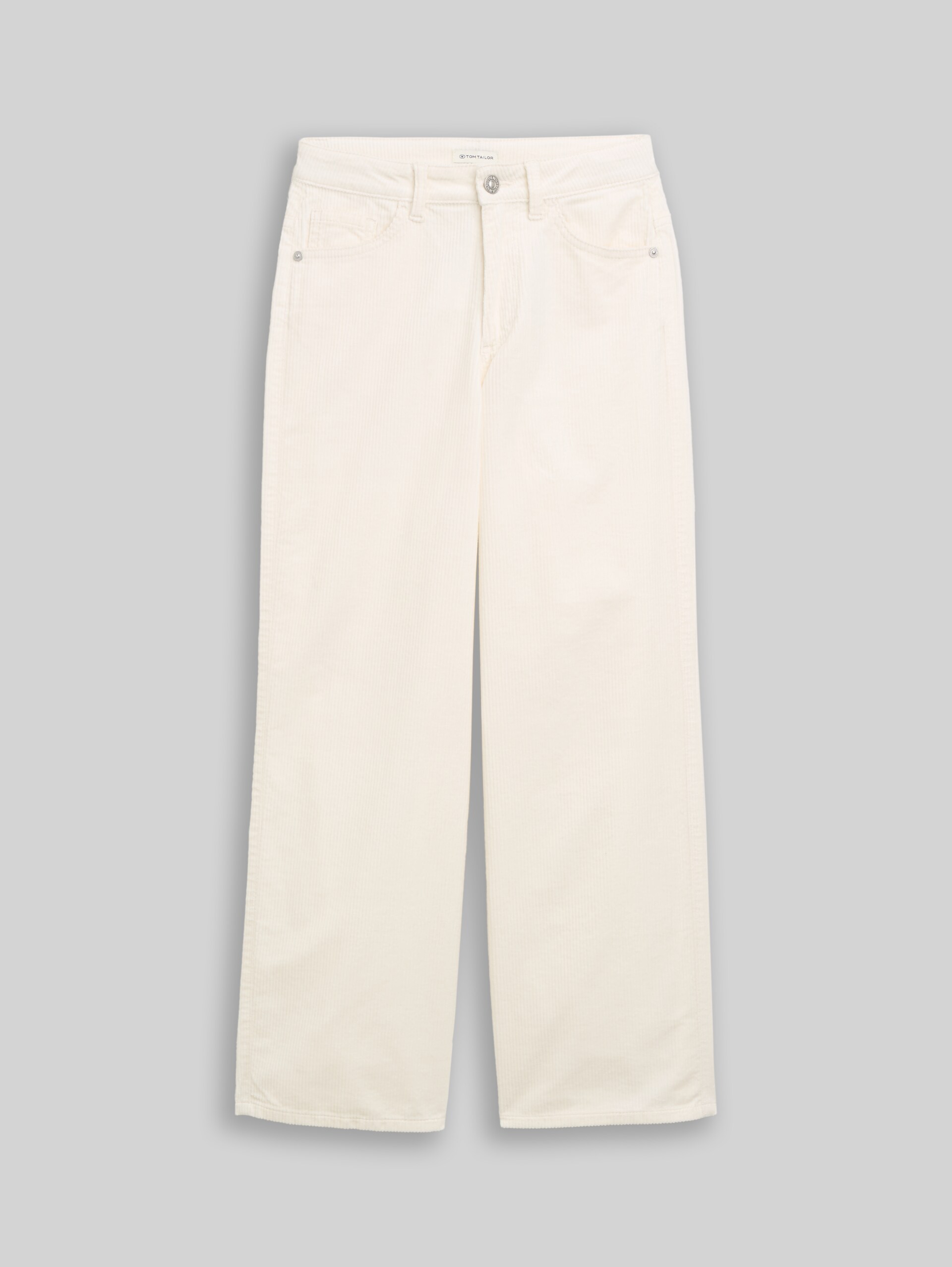 Wide Leg Cord Hose - Gardenia White - Vorder-Produkt-Ansicht