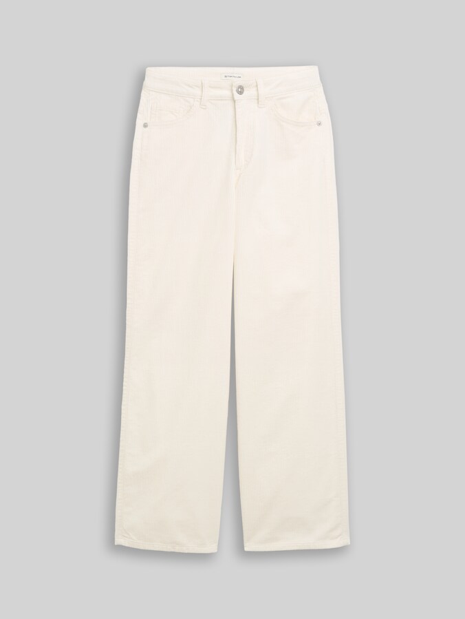 Wide-leg corduroy trousers by Teen Girls, Gardenia White