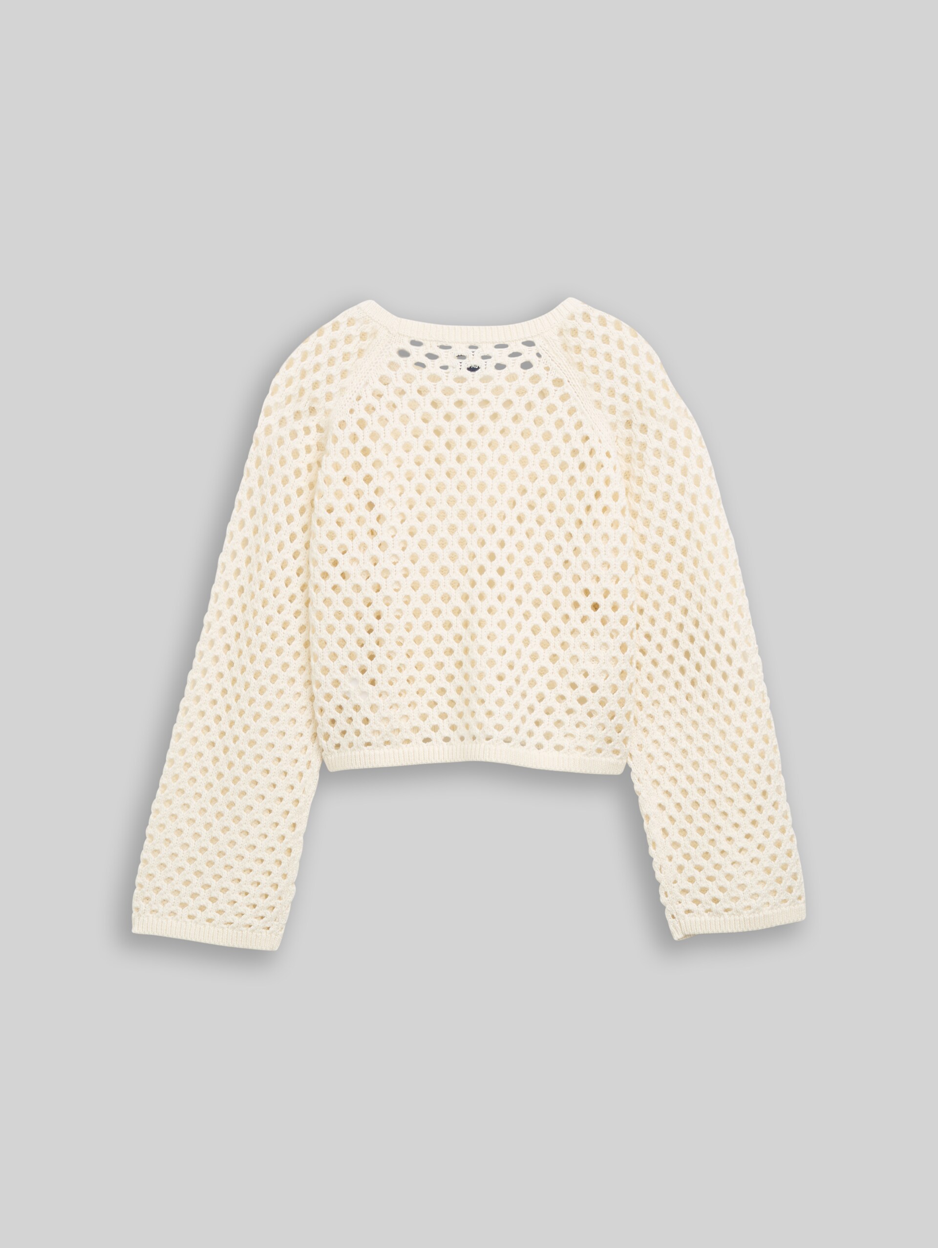 Cropped gebreide trui met gaasmotief - Gardenia White