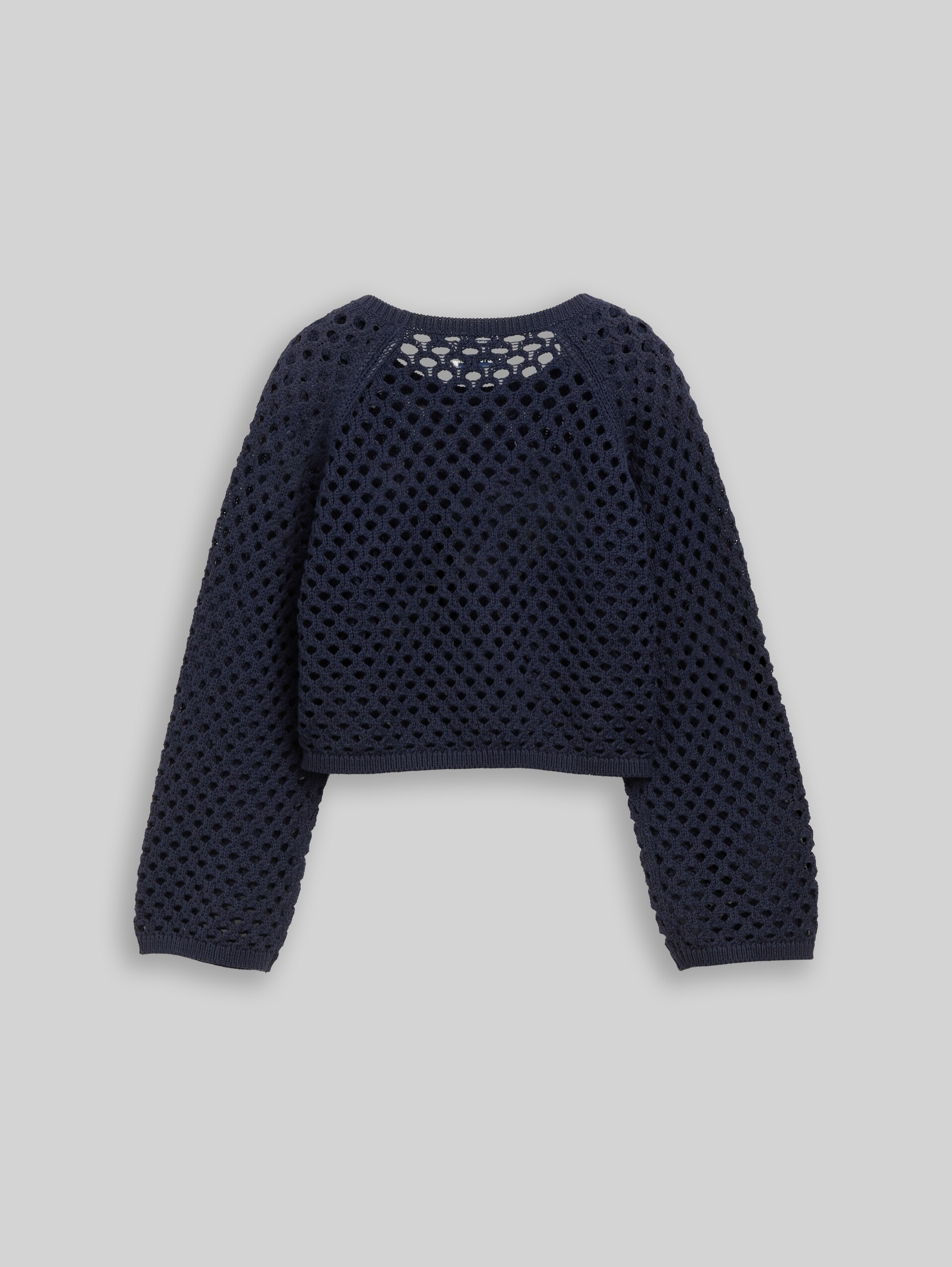 Cropped gebreide trui met gaasmotief - Parisien Night Blue