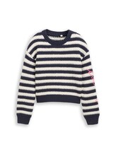 Ausgewählt, Strickpullover mit Streifenmuster von Tom Tailor, schwarz