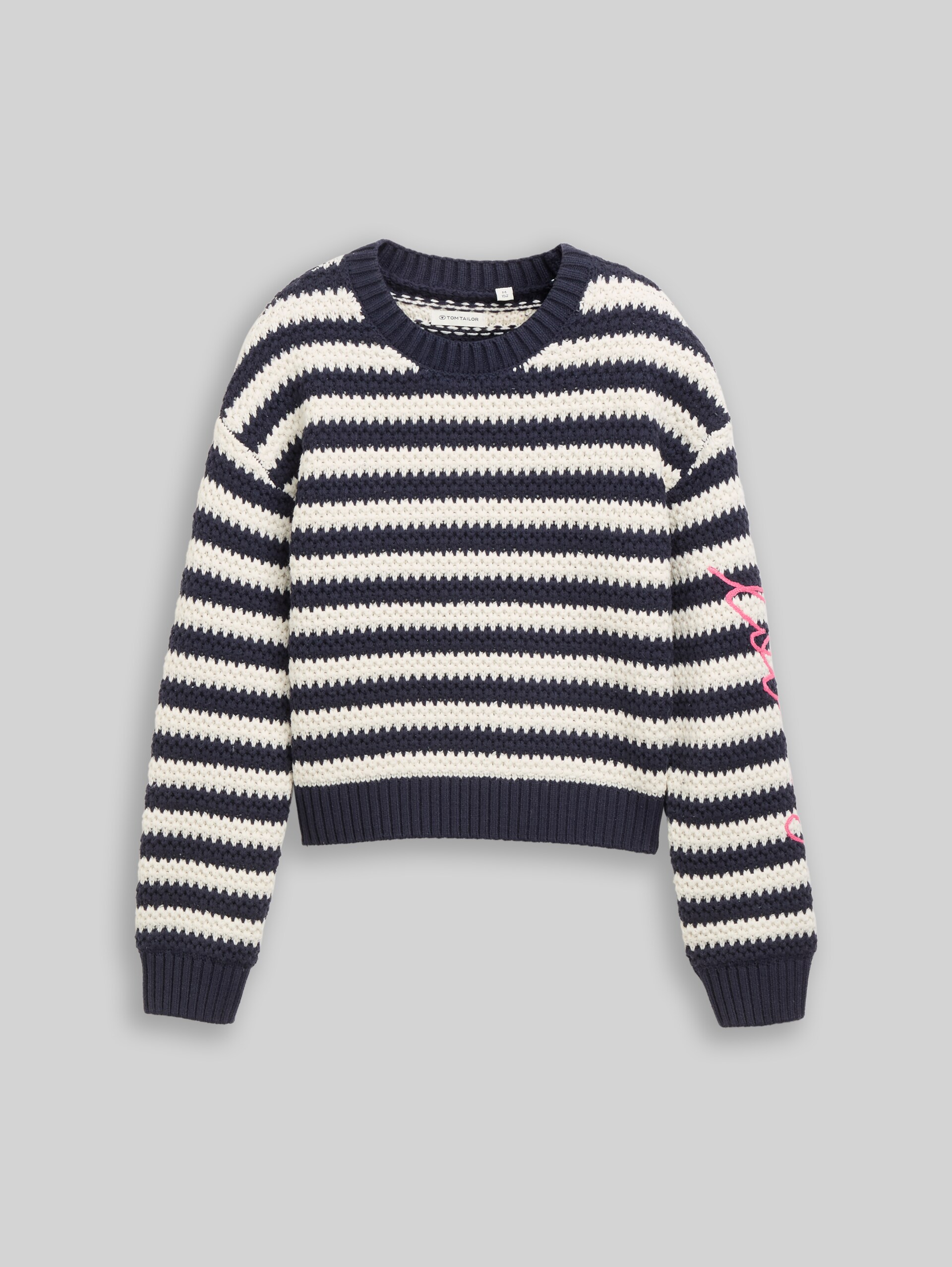 Strickpullover mit Streifenmuster - navy offwhite stripe pink